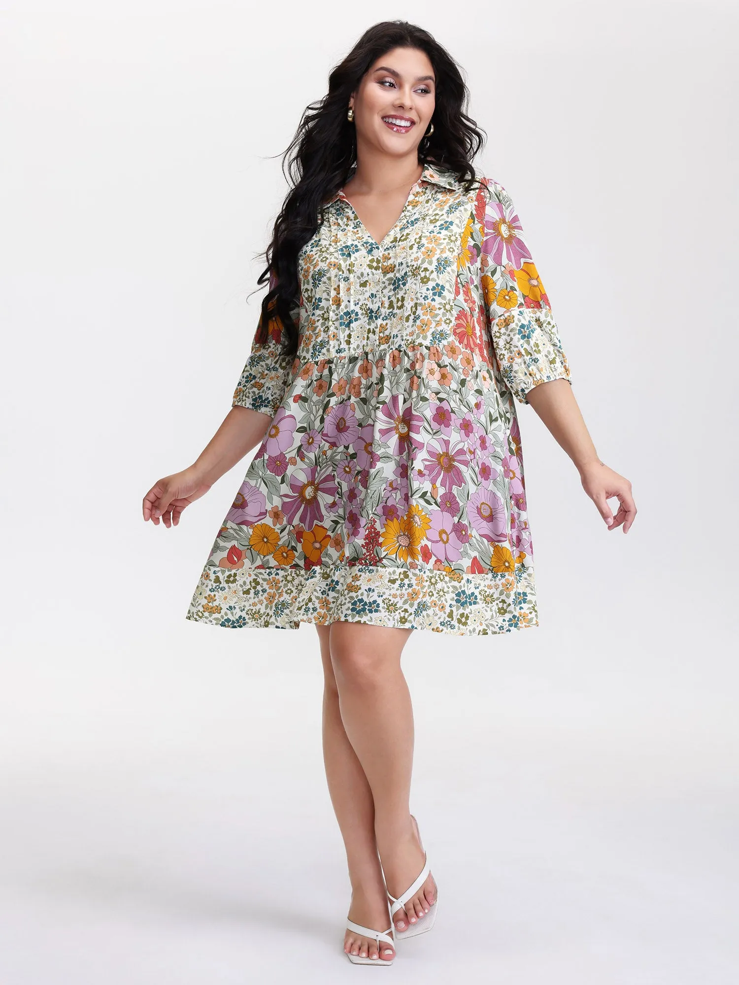 Supersoft Floral Mosaic Collar Mini Dress sold by Bloomchic product image thumbnail 3