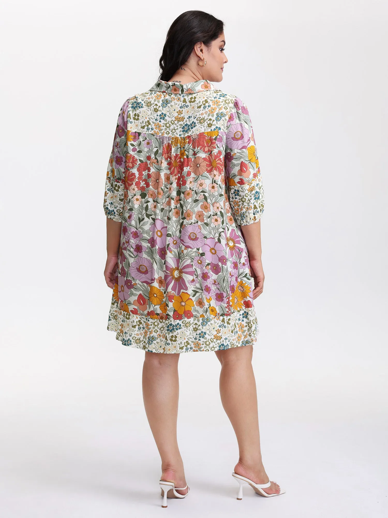 Supersoft Floral Mosaic Collar Mini Dress sold by Bloomchic product image thumbnail 4