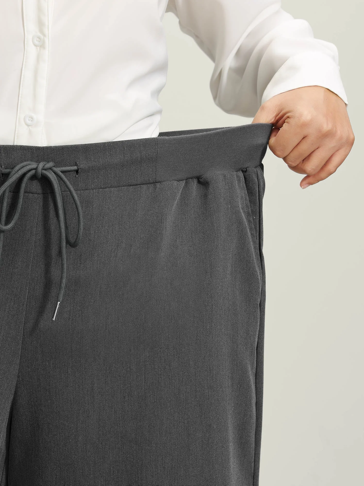 Heather Drawstring Waist Wide-Leg Pants sold by Bloomchic product image thumbnail 4