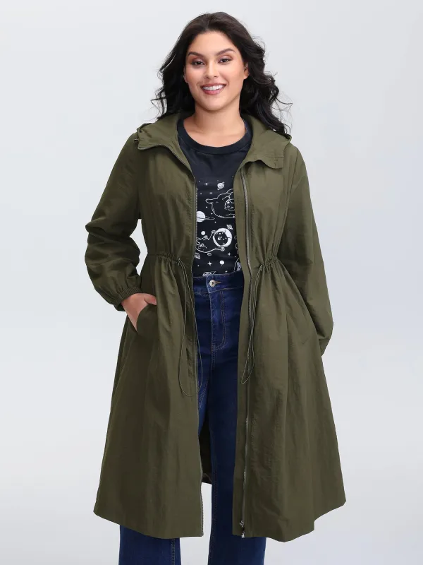 Drawstring Waist Pockets Hooded Coat sold by Bloomchic