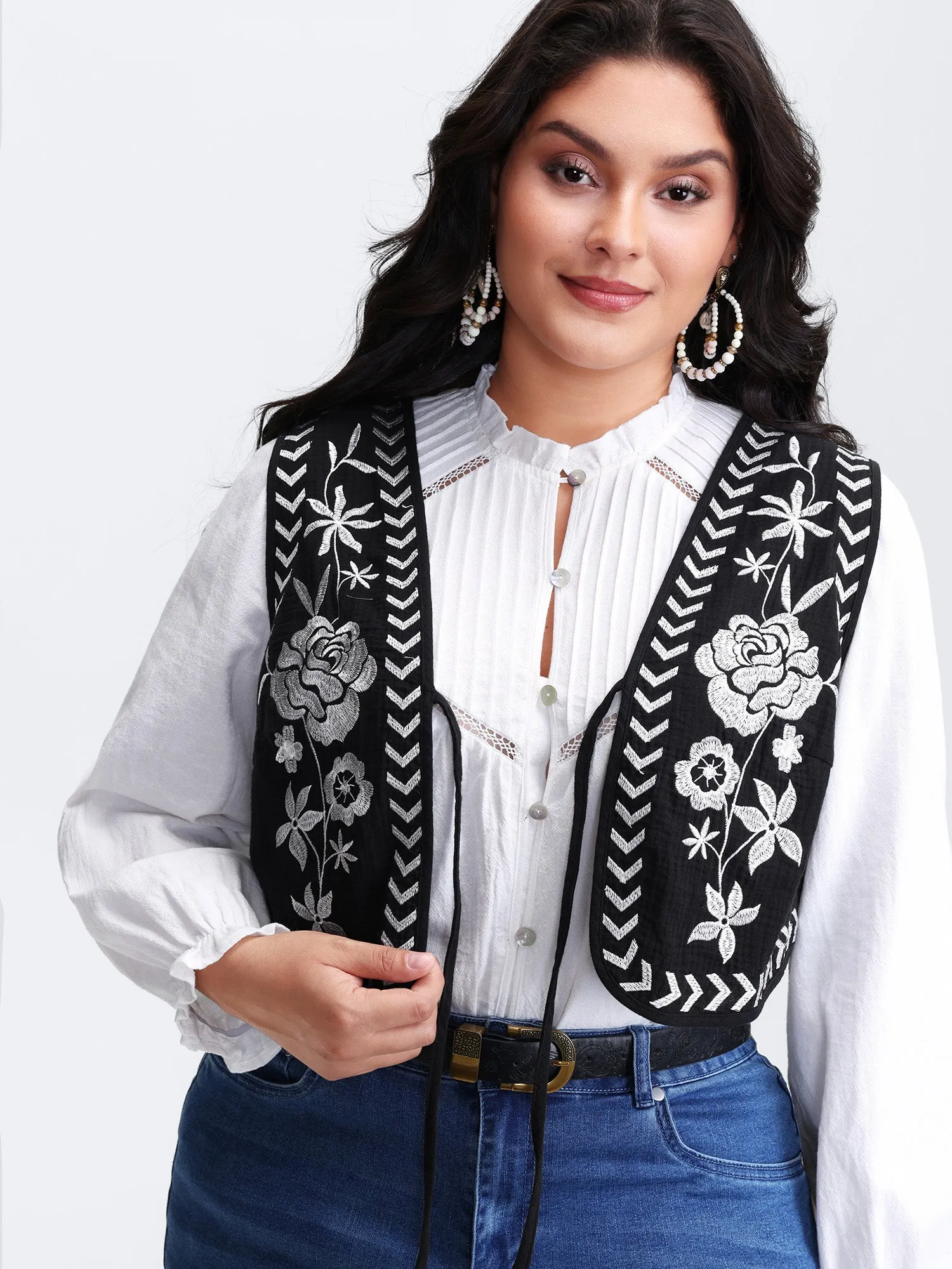 Pure Cotton Textured Embroidered Tie Vest sold by Bloomchic product image thumbnail 4