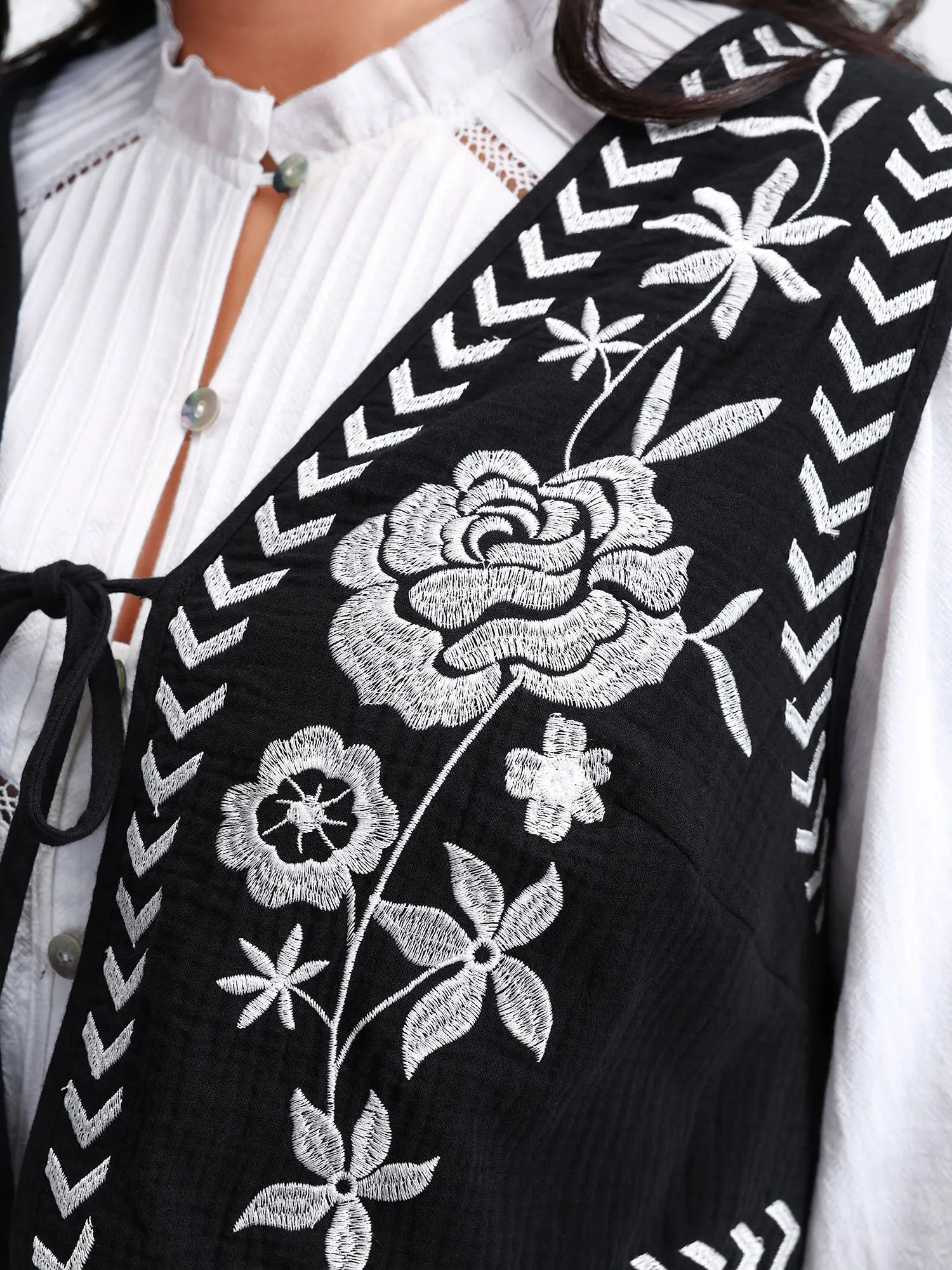 Pure Cotton Textured Embroidered Tie Vest sold by Bloomchic product image thumbnail 2