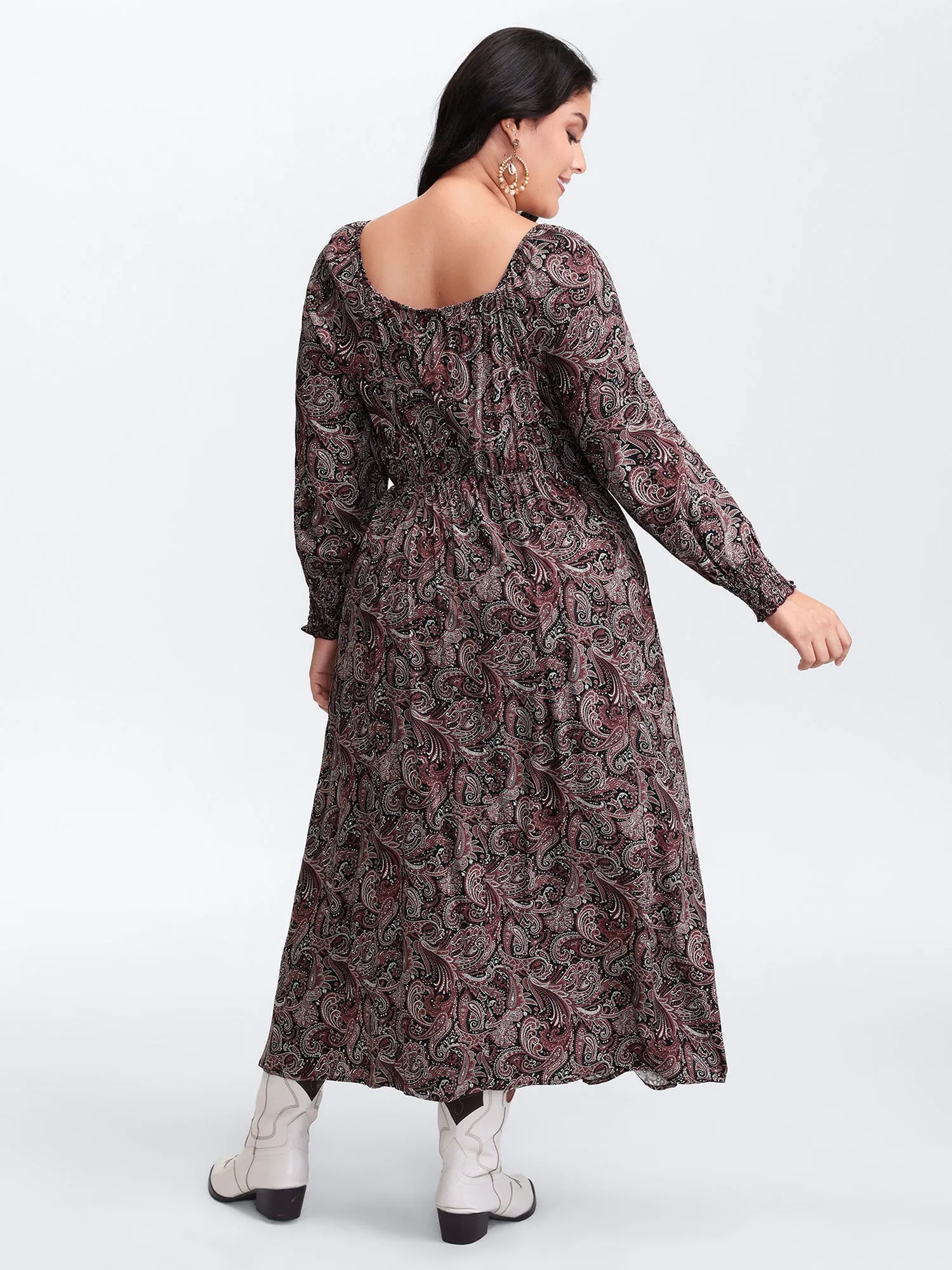 Paisley Print Lace Patchwork Midi Dress sold by Bloomchic product image thumbnail 4
