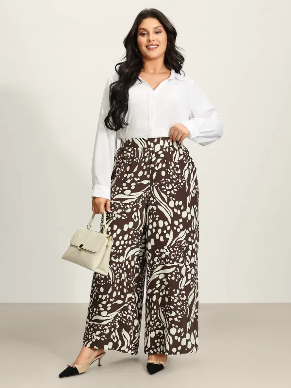 Leopard Print Elastic Waist Wide Leg Pants sold by Bloomchic