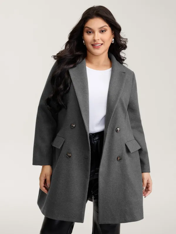 Solid Suit Collar Buttons Pockets Coat sold by Bloomchic