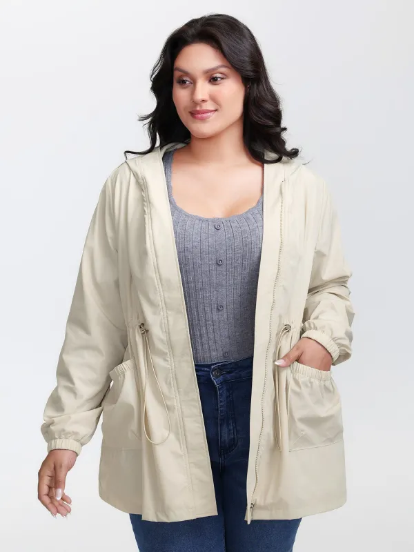 Drawstring Waist Pockets Hooded Coat sold by Bloomchic