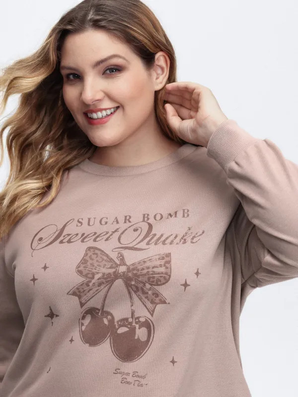 Stretchy Vintage Cherry Print Loose Fit Sweatshirt sold by Bloomchic