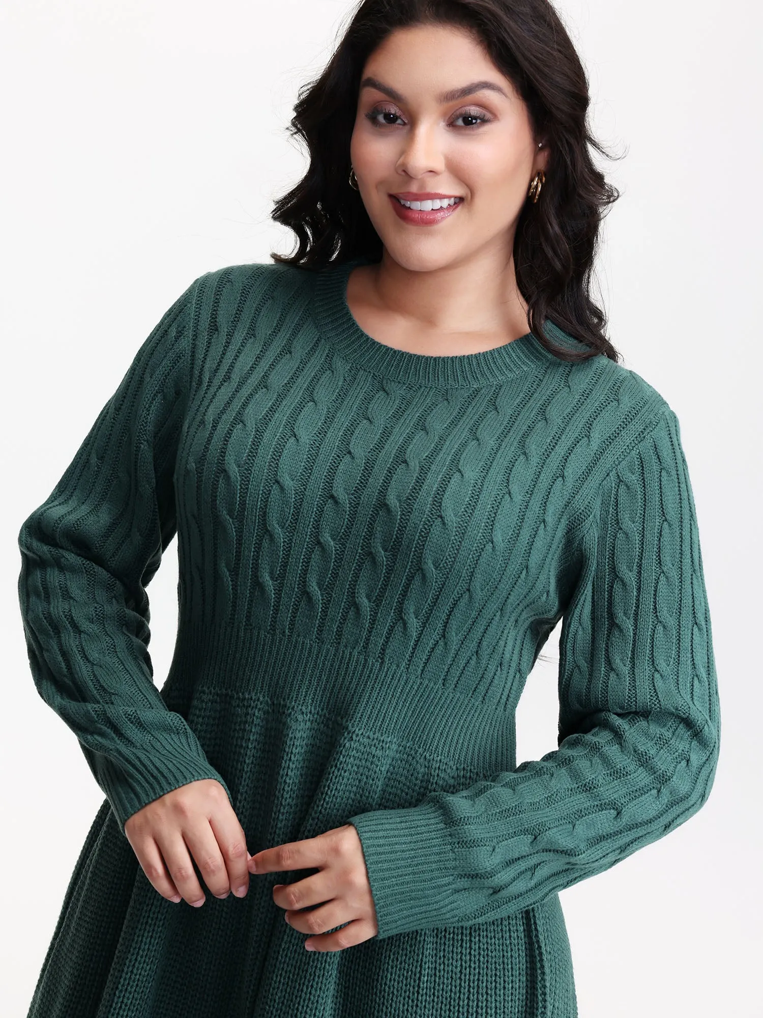 Back Cut Out Bows Cable Knit Sweater Dress sold by Bloomchic product image thumbnail 3