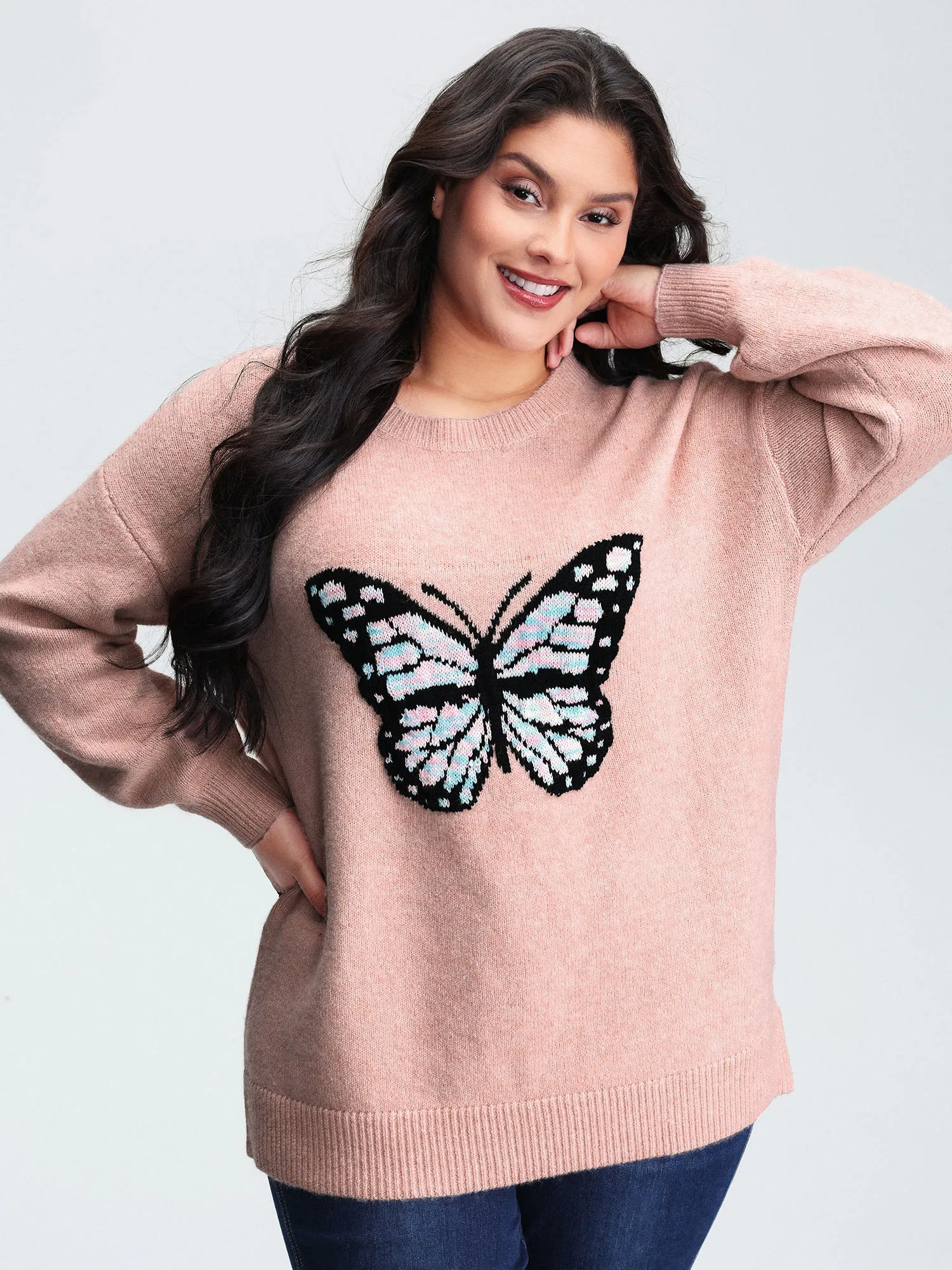 Butterfly Pattern Jacquard Pullover sold by Bloomchic product image thumbnail 2
