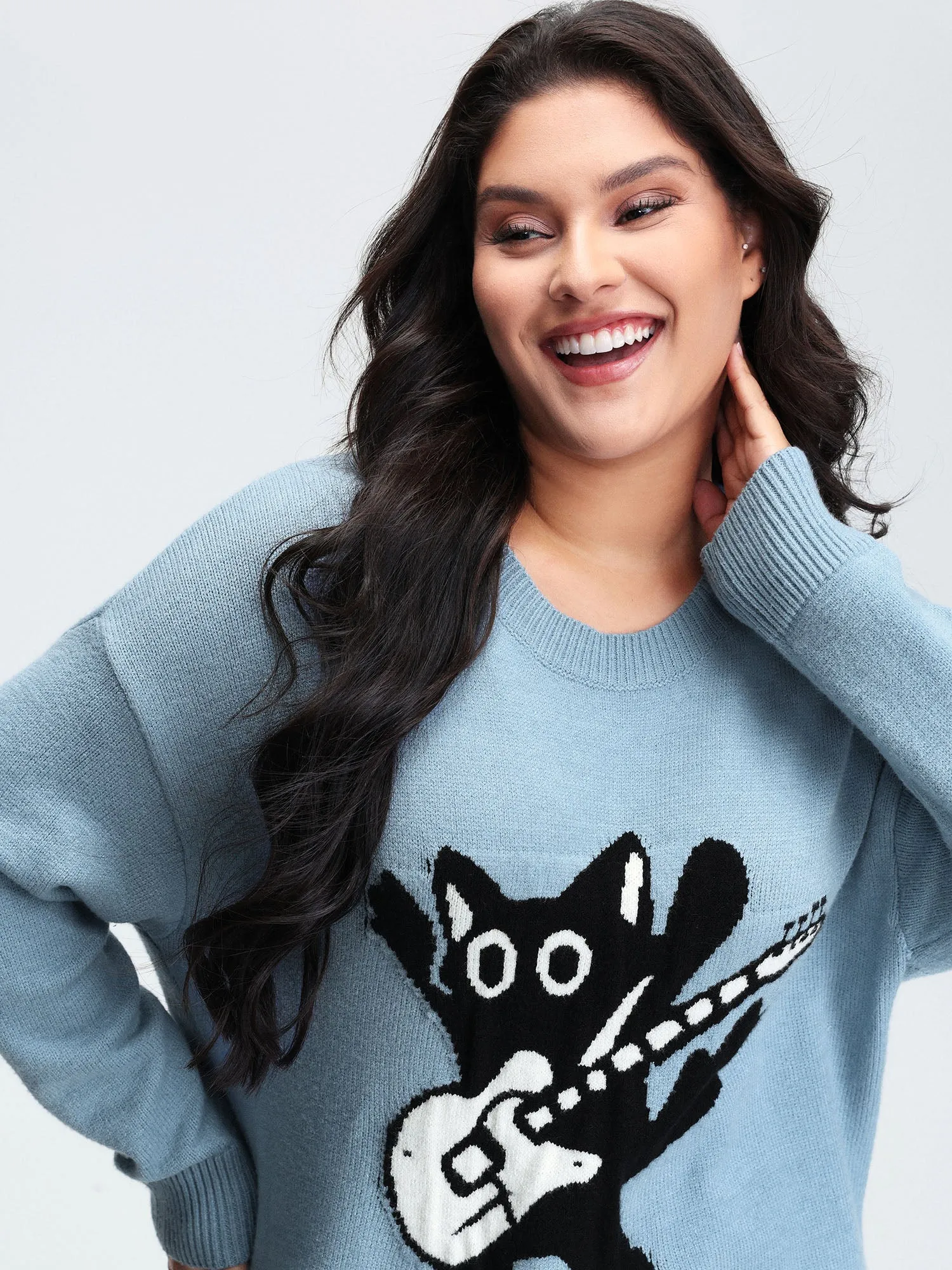 Cat Pattern Jacquard Pullover sold by Bloomchic product image thumbnail 2