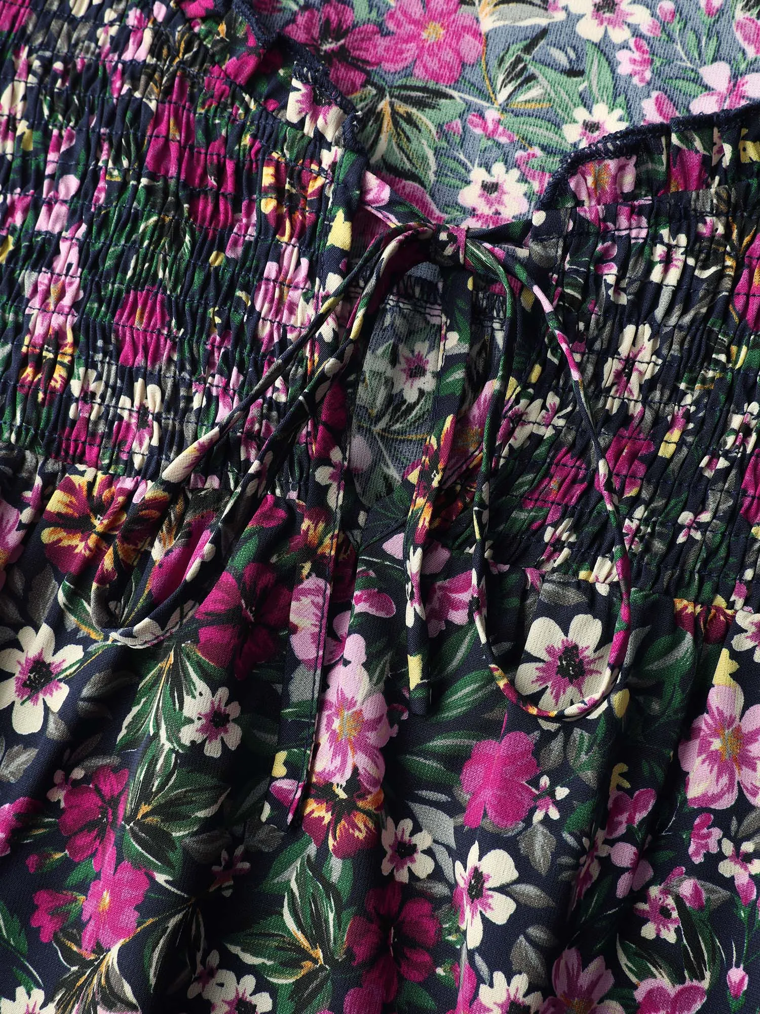 Ditsy Floral Shirred Neck Tie Blouse sold by Bloomchic product image thumbnail 5