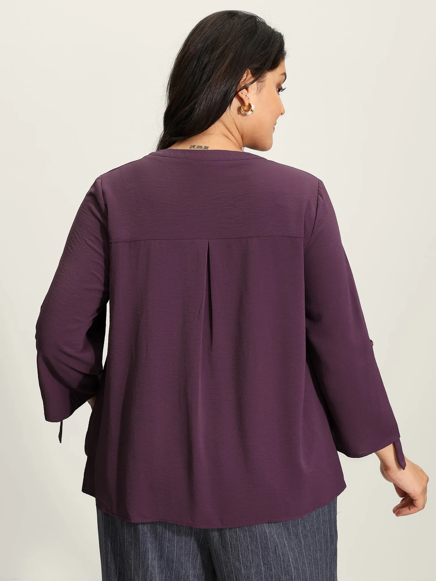 Half Zipper Tab Sleeve Blouse sold by Bloomchic product image thumbnail 4