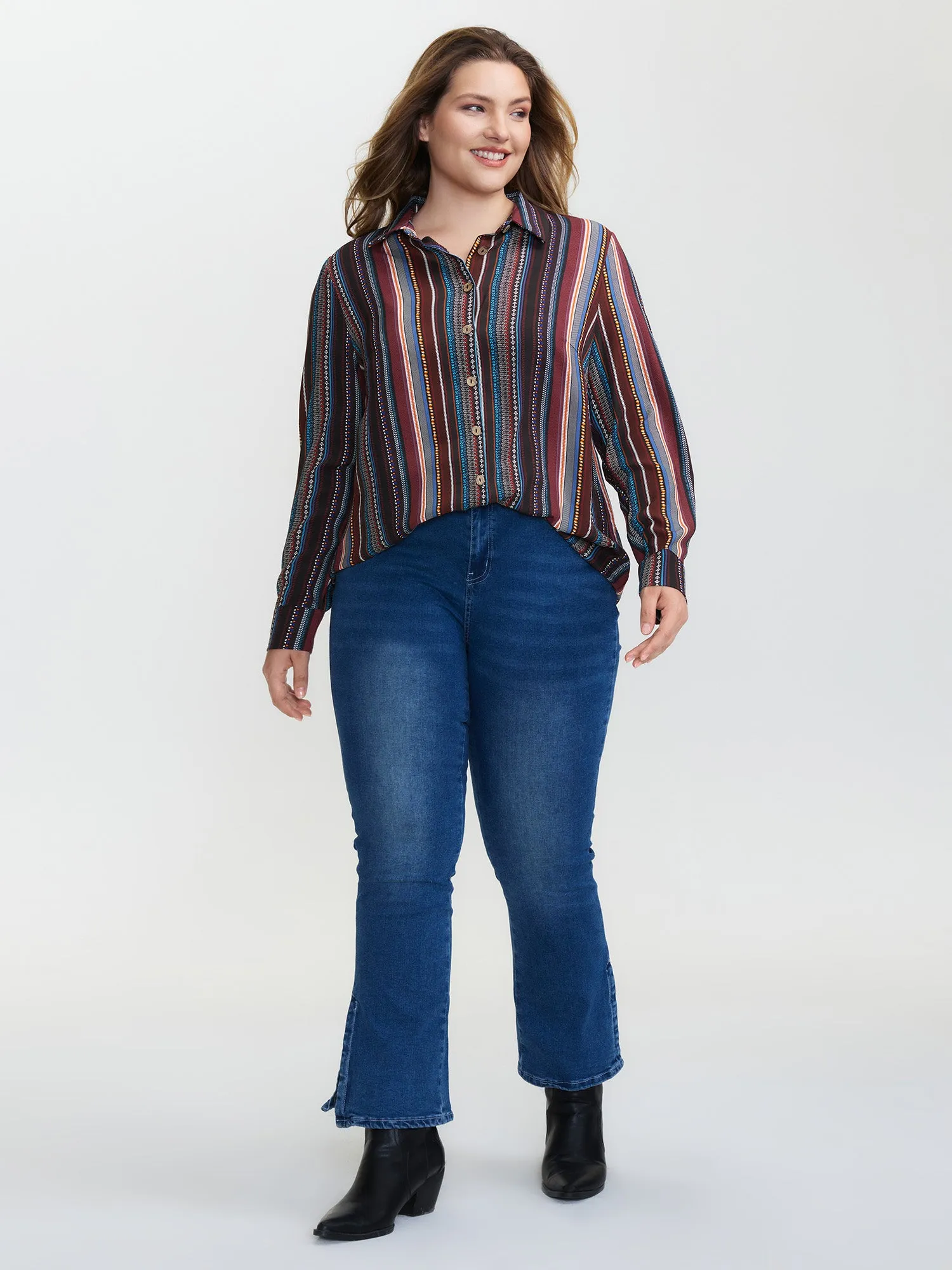 Colorful Stripe Button-Down Shirt sold by Bloomchic product image thumbnail 3