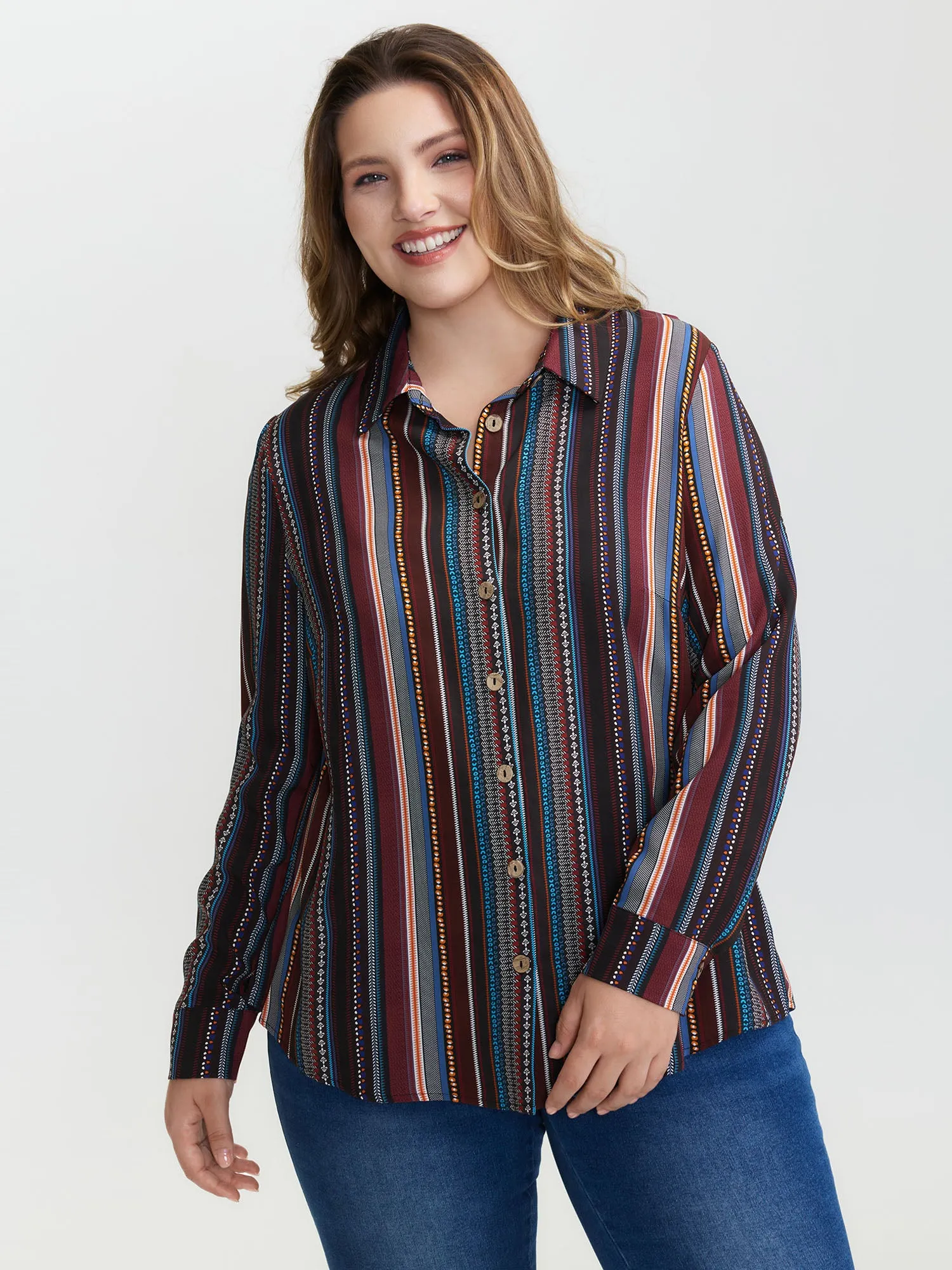 Colorful Stripe Button-Down Shirt sold by Bloomchic product image thumbnail 2