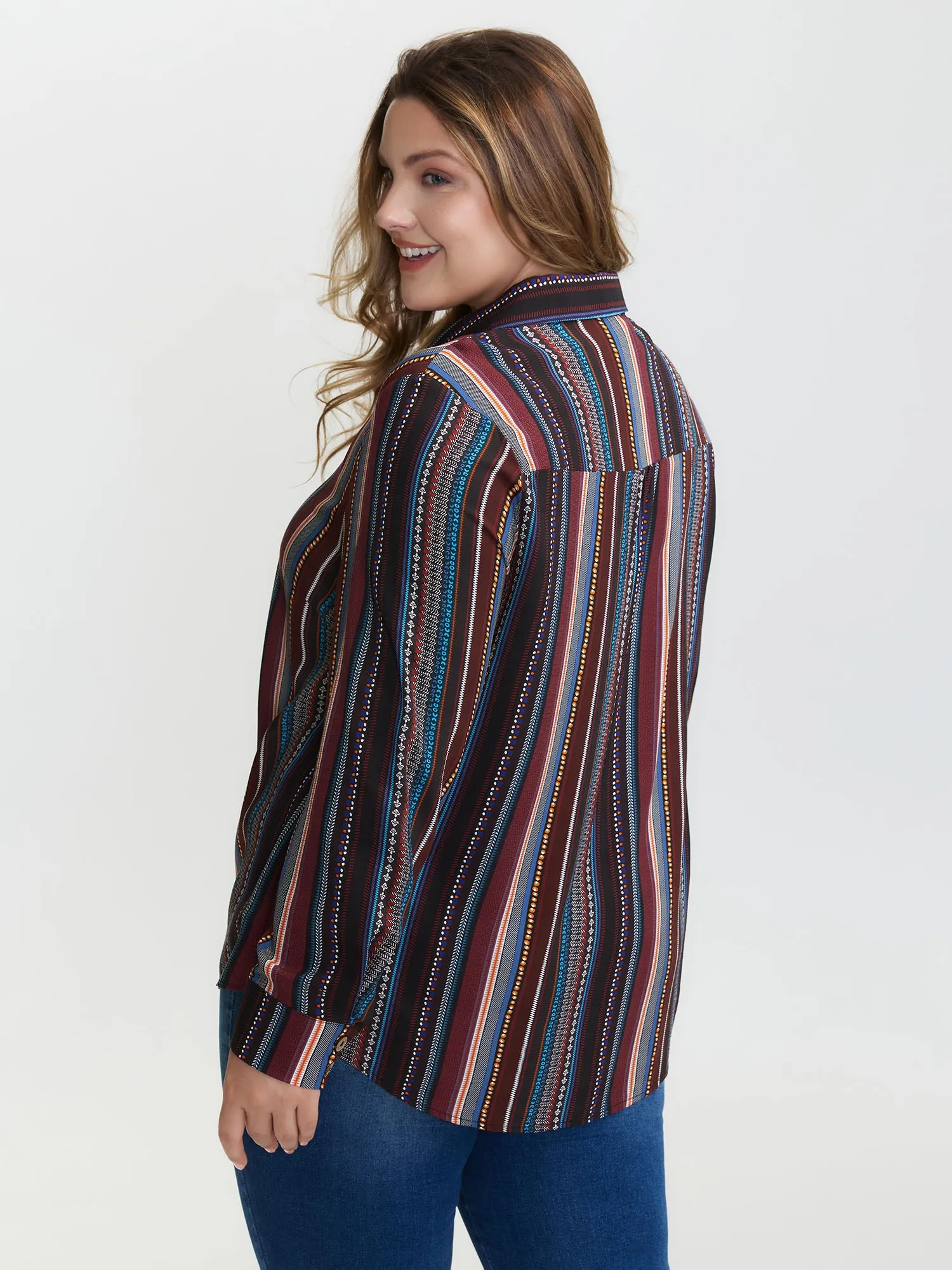 Colorful Stripe Button-Down Shirt sold by Bloomchic product image thumbnail 4
