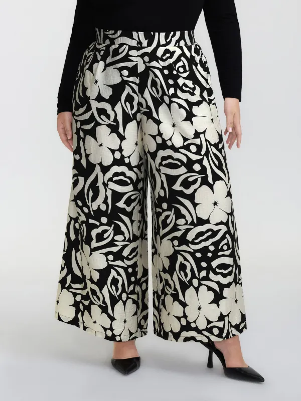 Abstract Floral Print Wide-Leg Pants sold by Bloomchic