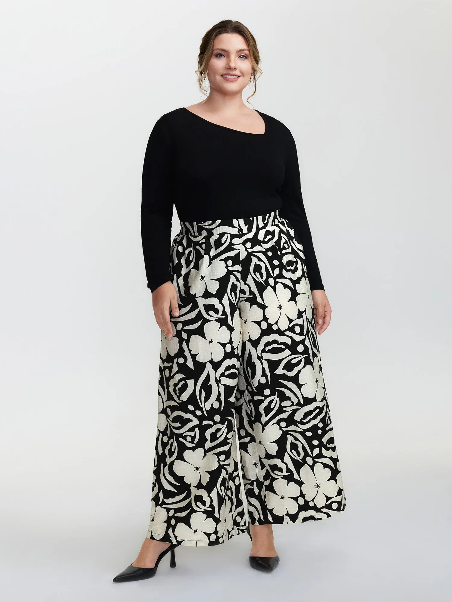 Abstract Floral Print Wide-Leg Pants sold by Bloomchic product image thumbnail 2