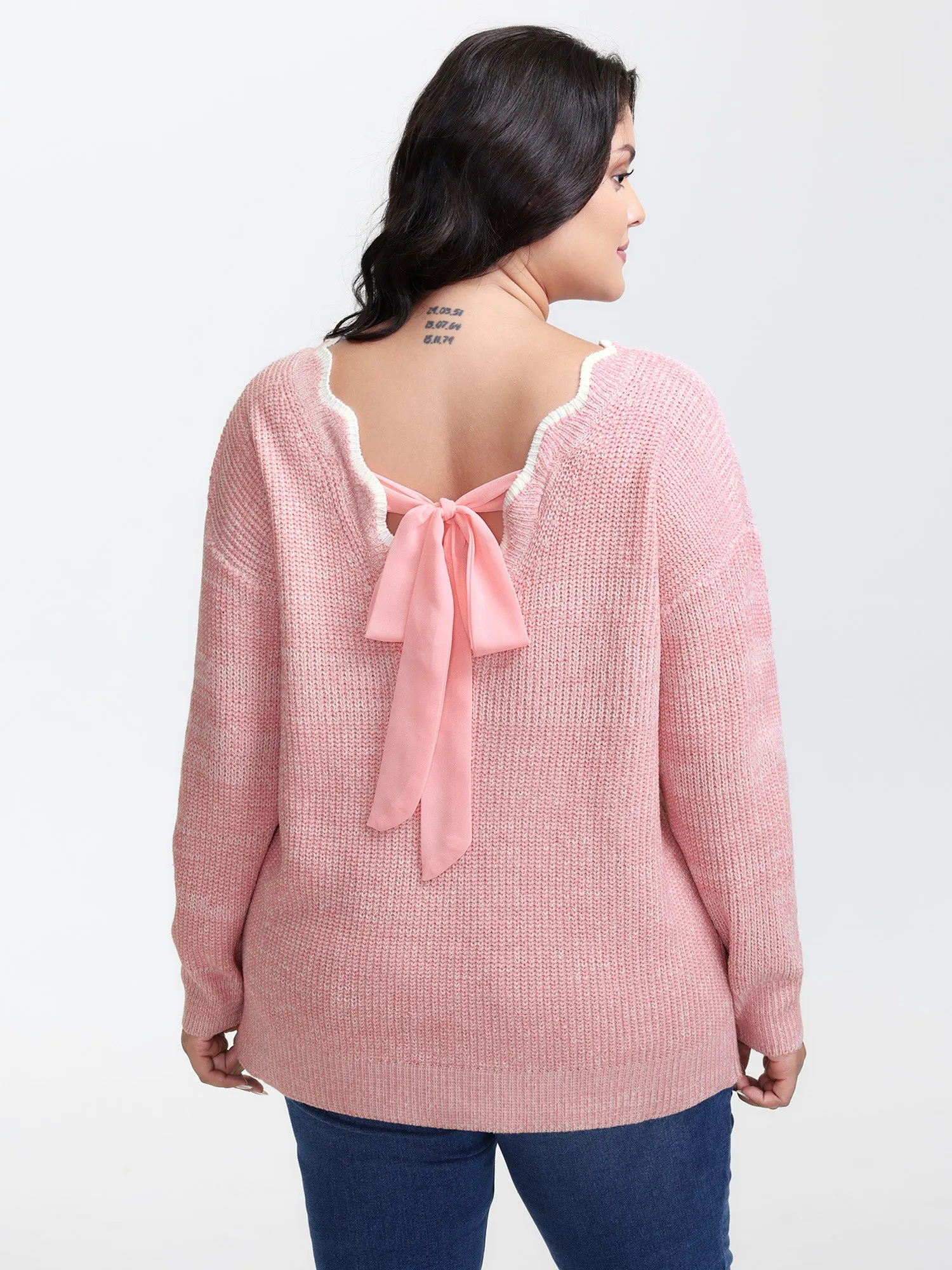 Scalloped Neckline Back-Tie Pullover sold by Bloomchic product image thumbnail 4