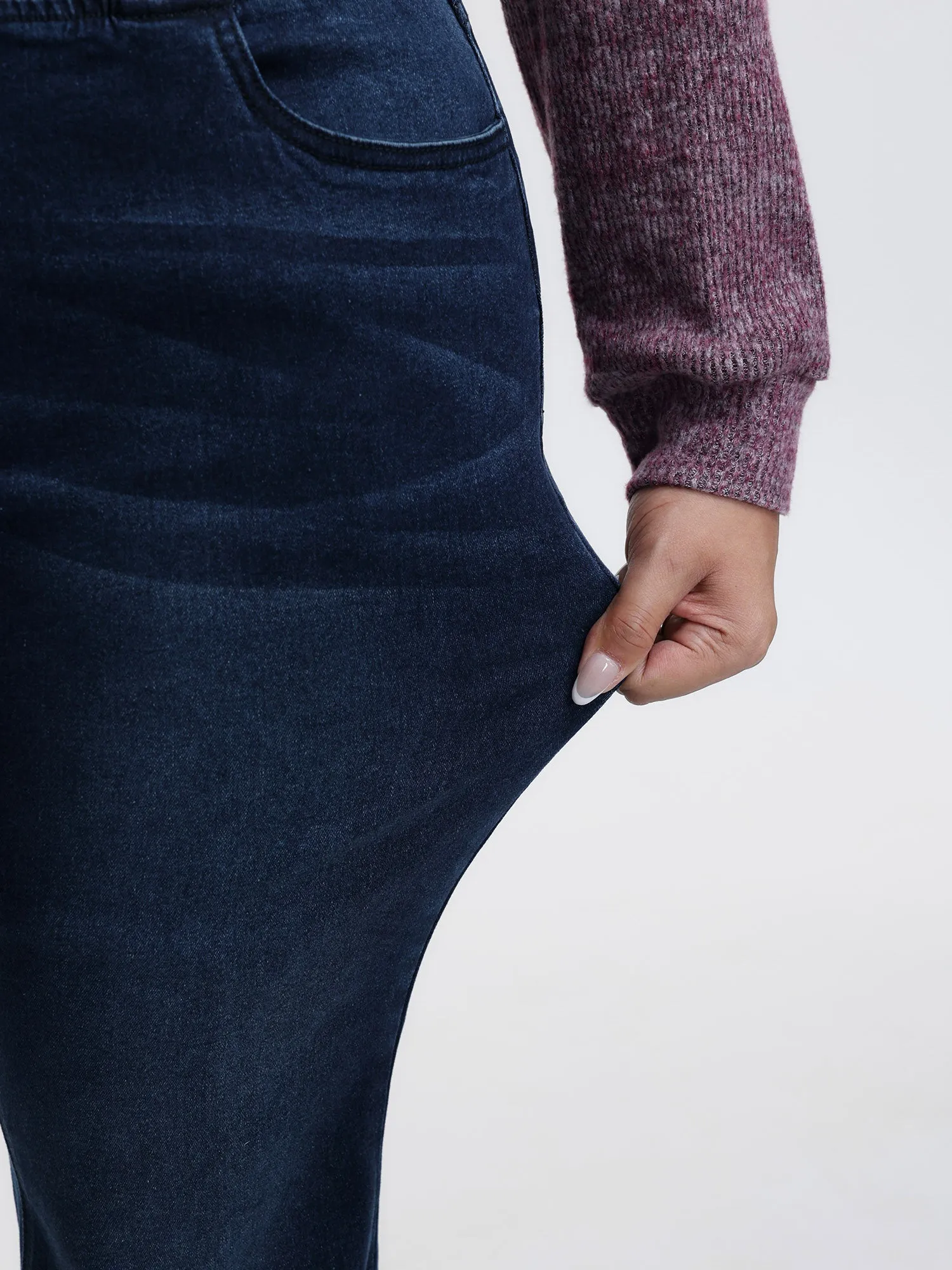 Stretchy Waist Flared Hem Jeans sold by Bloomchic product image thumbnail 5