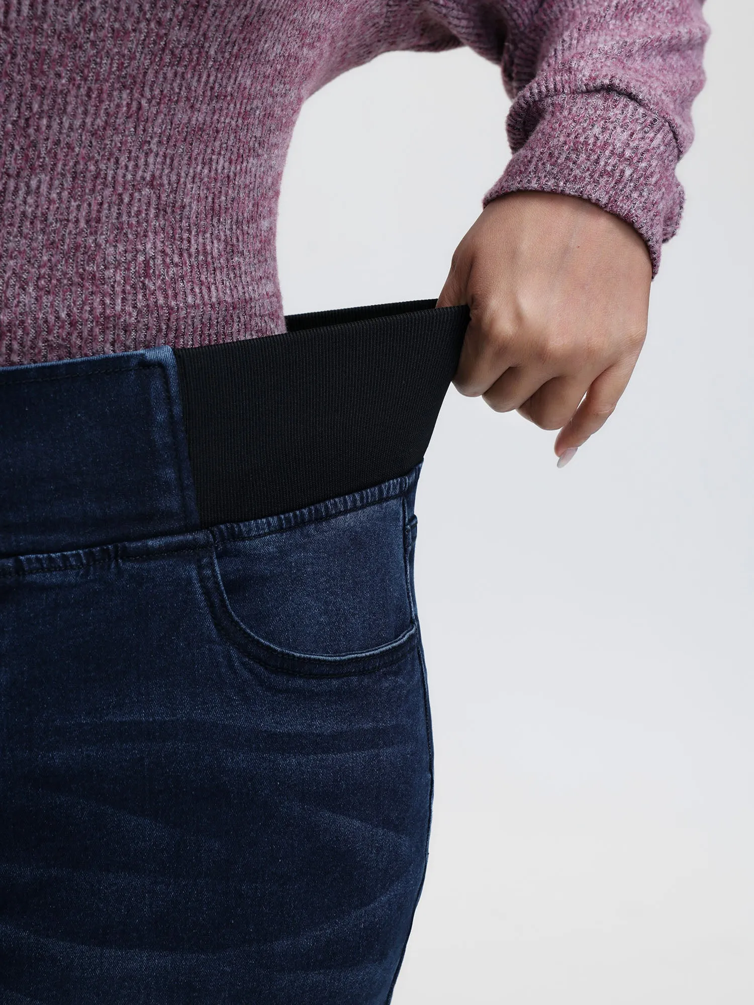 Stretchy Waist Flared Hem Jeans sold by Bloomchic product image thumbnail 4