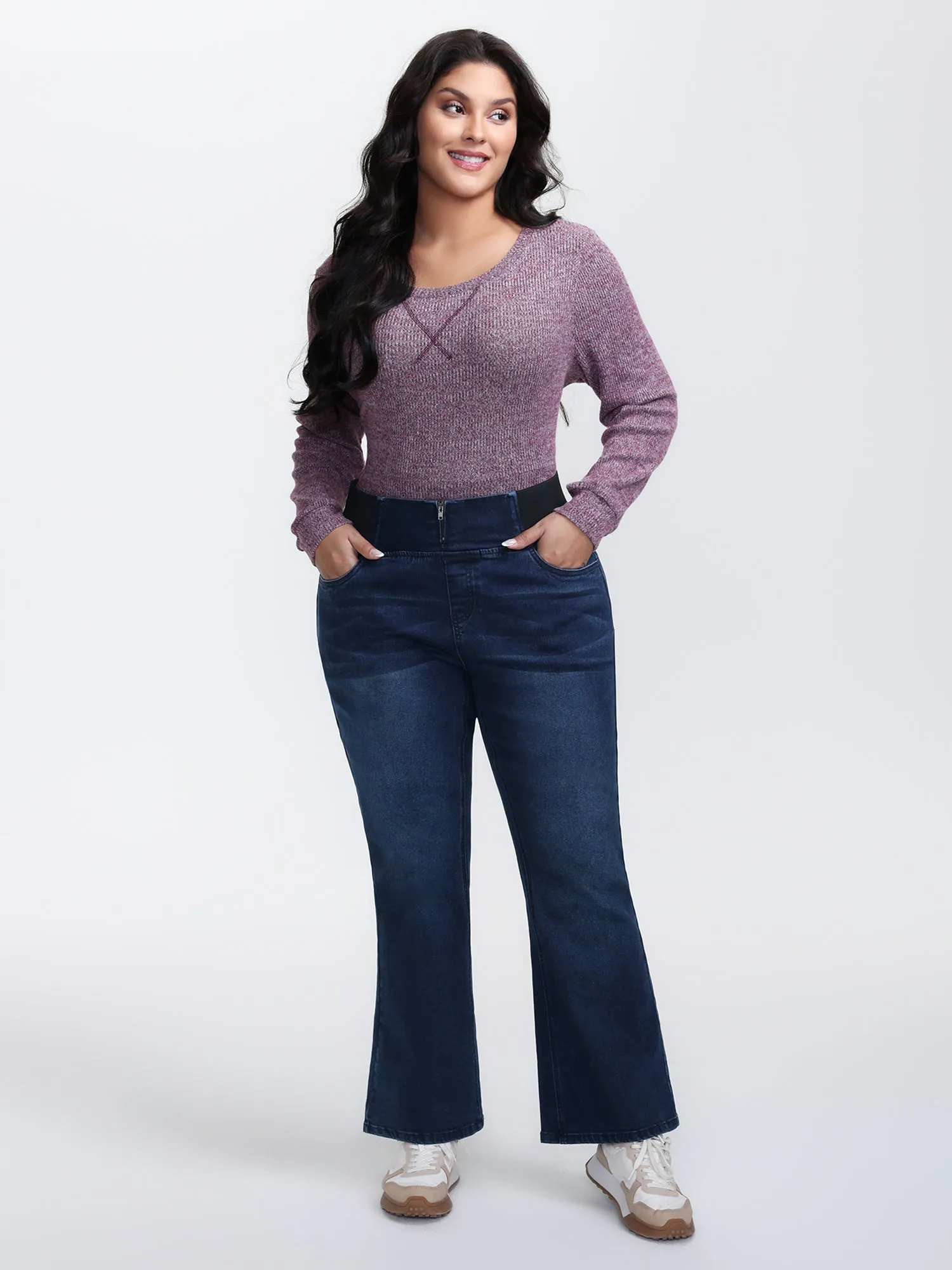 Stretchy Waist Flared Hem Jeans sold by Bloomchic product image thumbnail 2