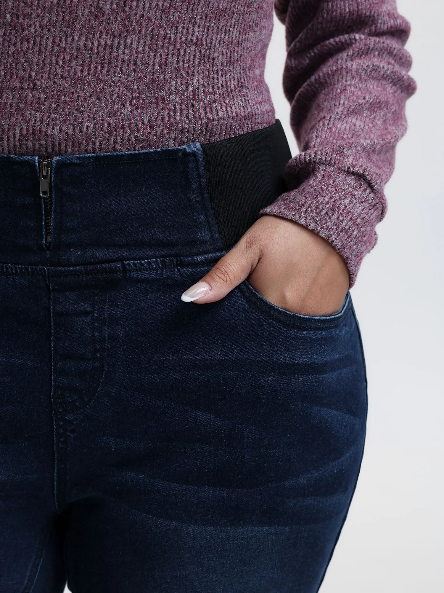 Stretchy Waist Flared Hem Jeans sold by Bloomchic product image thumbnail 3