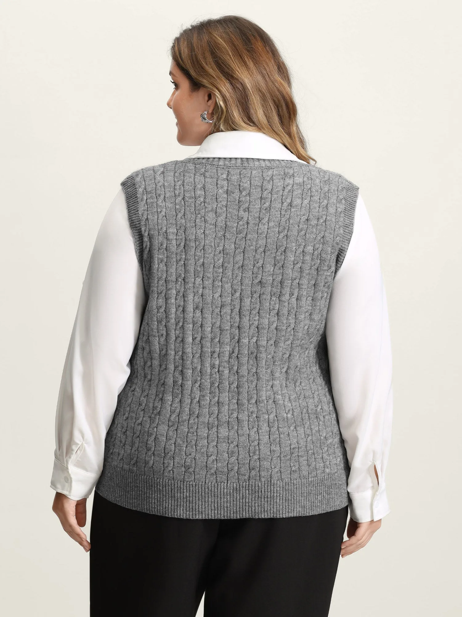 Textured V-Neck Sweater Vest sold by Bloomchic product image thumbnail 4