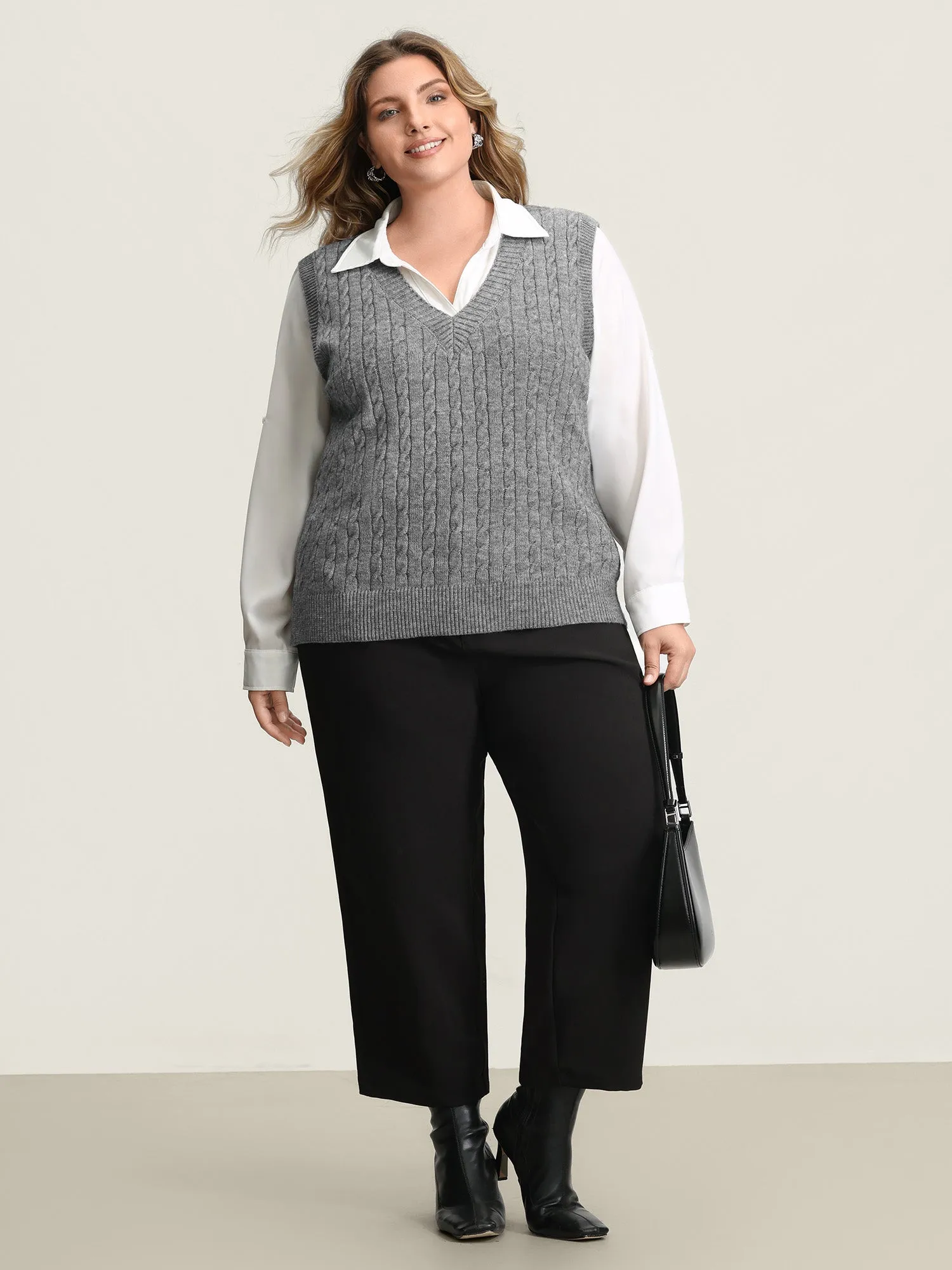 Textured V-Neck Sweater Vest sold by Bloomchic product image thumbnail 3