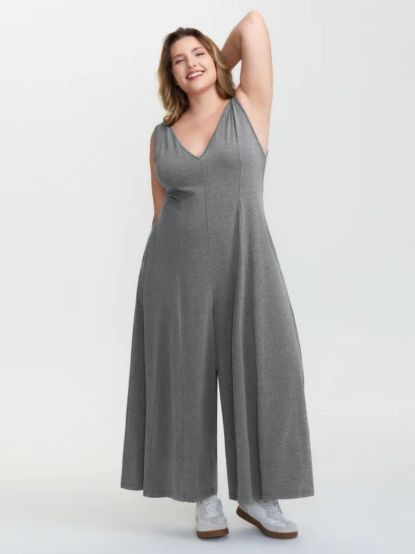 Stretchy Flowy V-Neck Jumpsuit sold by Bloomchic