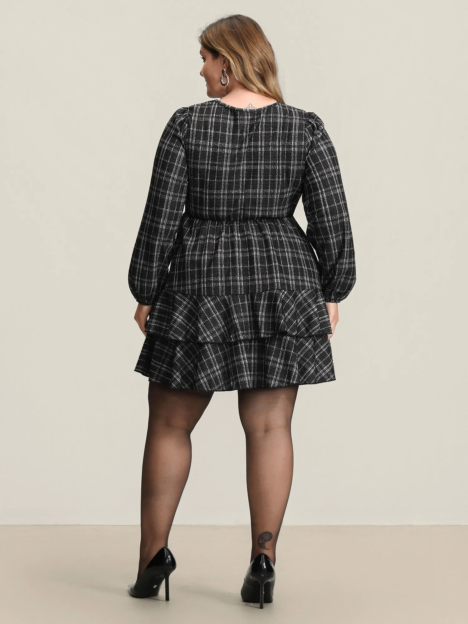 Stretchy Textured Tiered Mini Dress sold by Bloomchic product image thumbnail 4