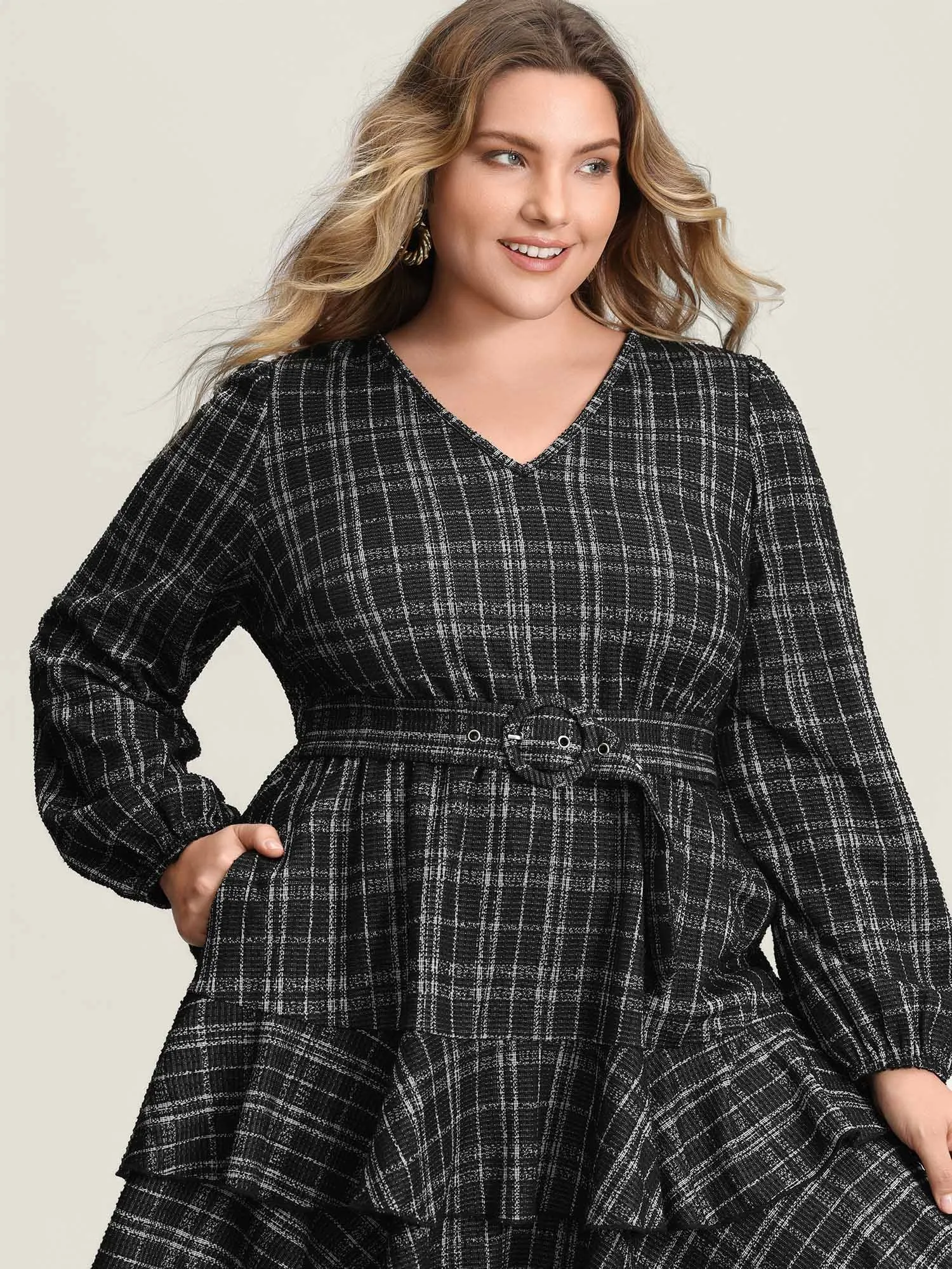 Stretchy Textured Tiered Mini Dress sold by Bloomchic product image thumbnail 2