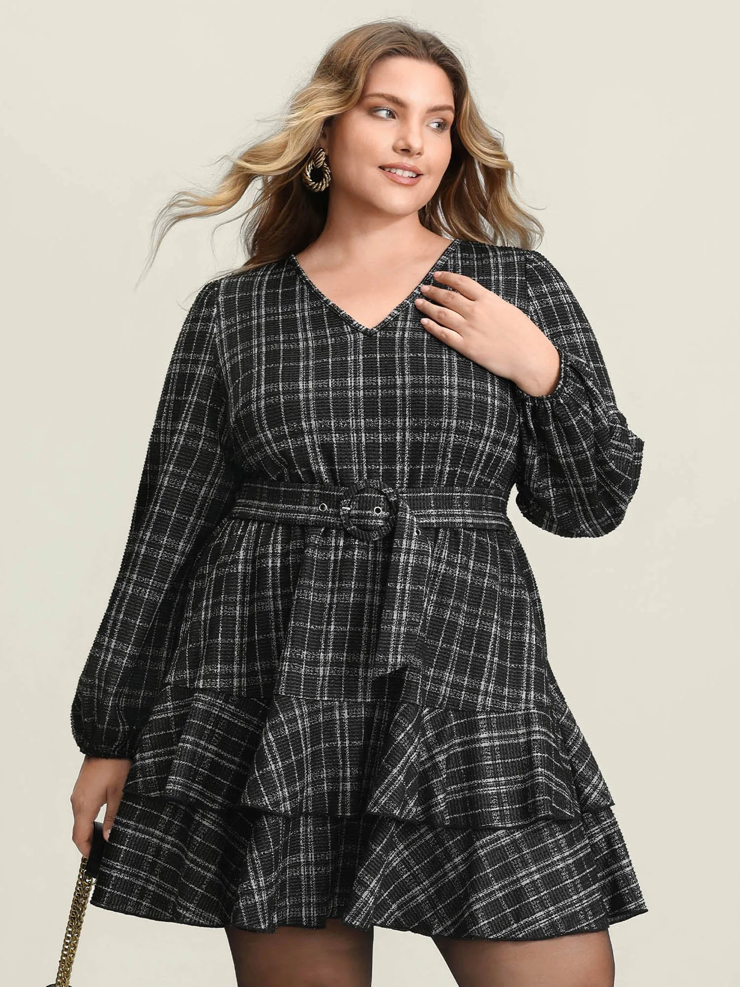 Stretchy Textured Tiered Mini Dress sold by Bloomchic