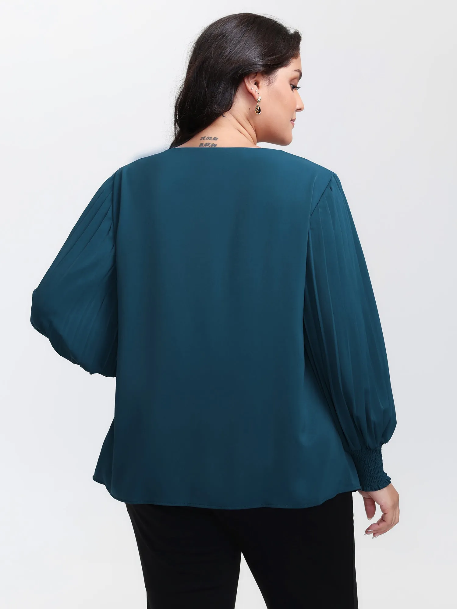 Shirred Cuffs Pleated Sleeve Blouse sold by Bloomchic product image thumbnail 4