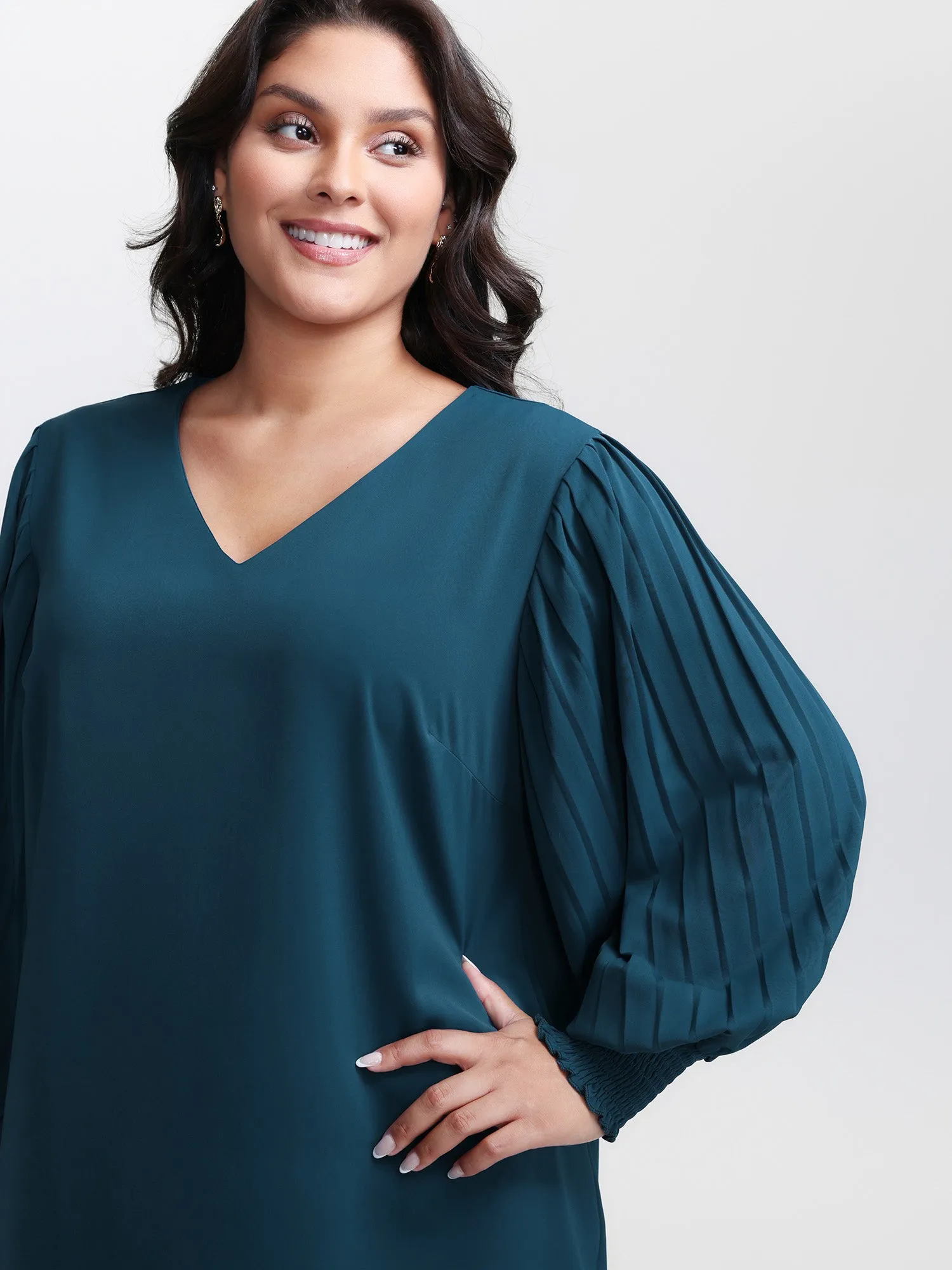 Shirred Cuffs Pleated Sleeve Blouse sold by Bloomchic product image thumbnail 2