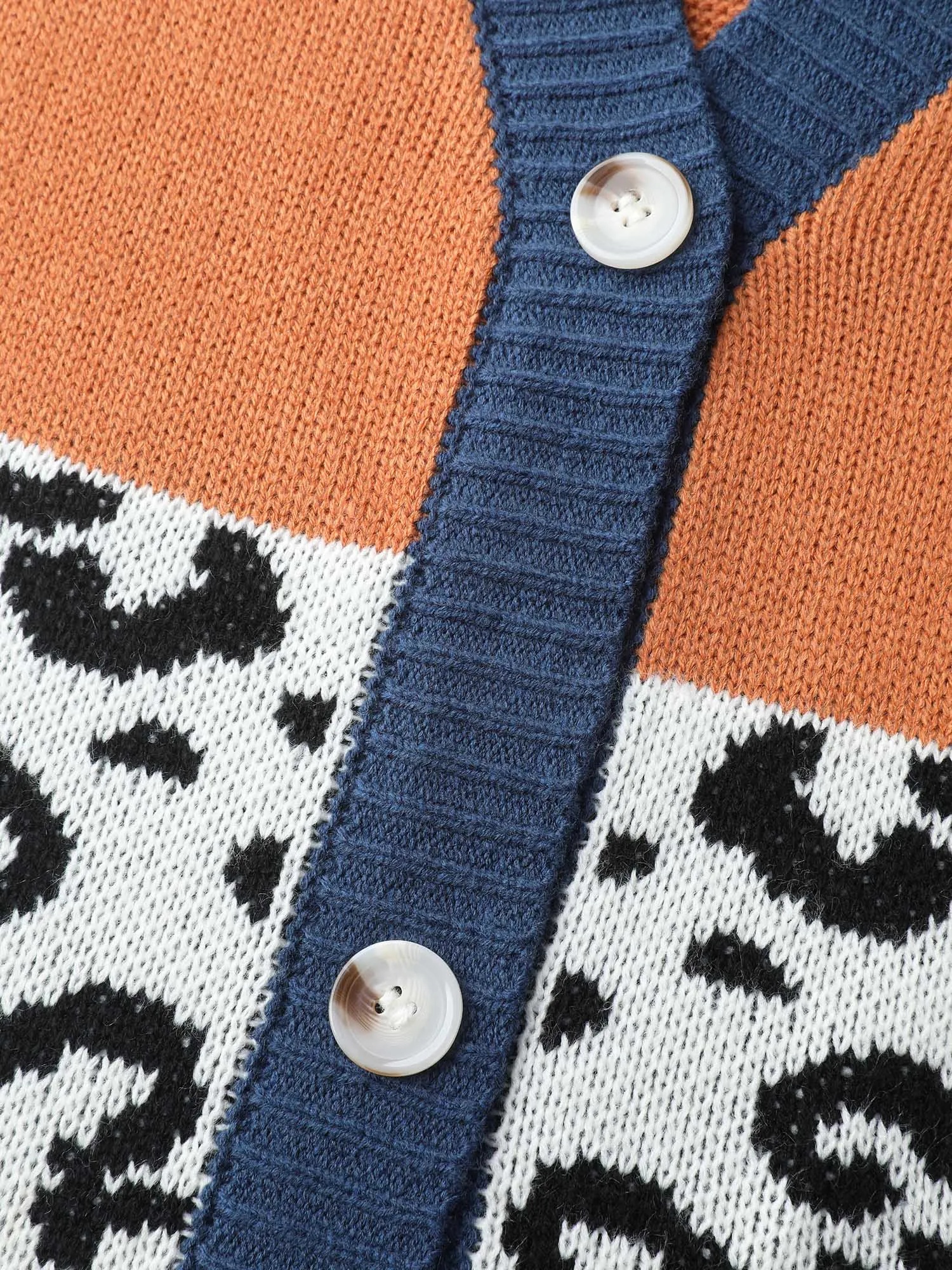 Stripe Color Block Leopard Knit Cardigan sold by Bloomchic product image thumbnail 5