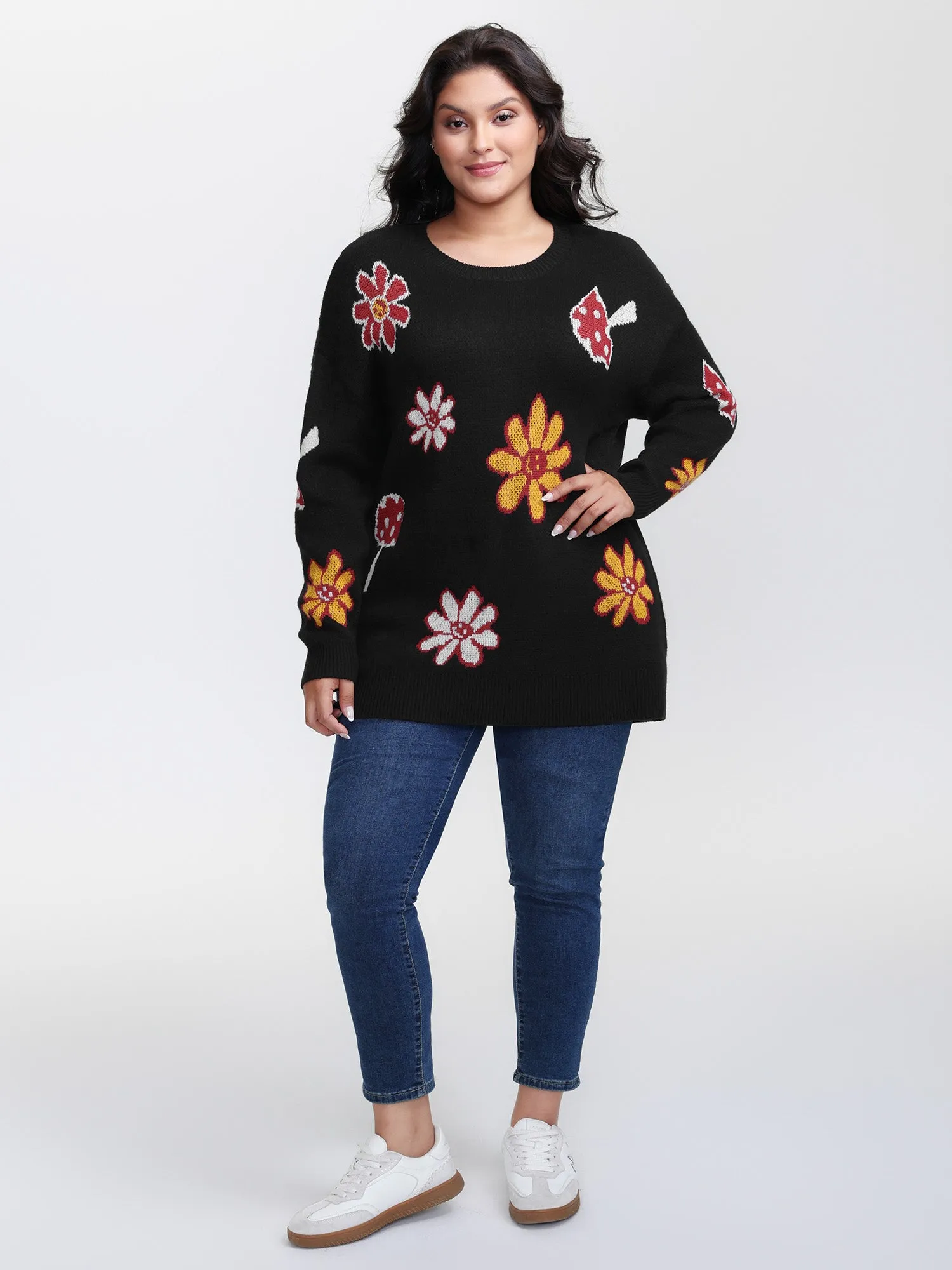 Floral Mushroom Print Jacquard Pullover sold by Bloomchic product image thumbnail 3