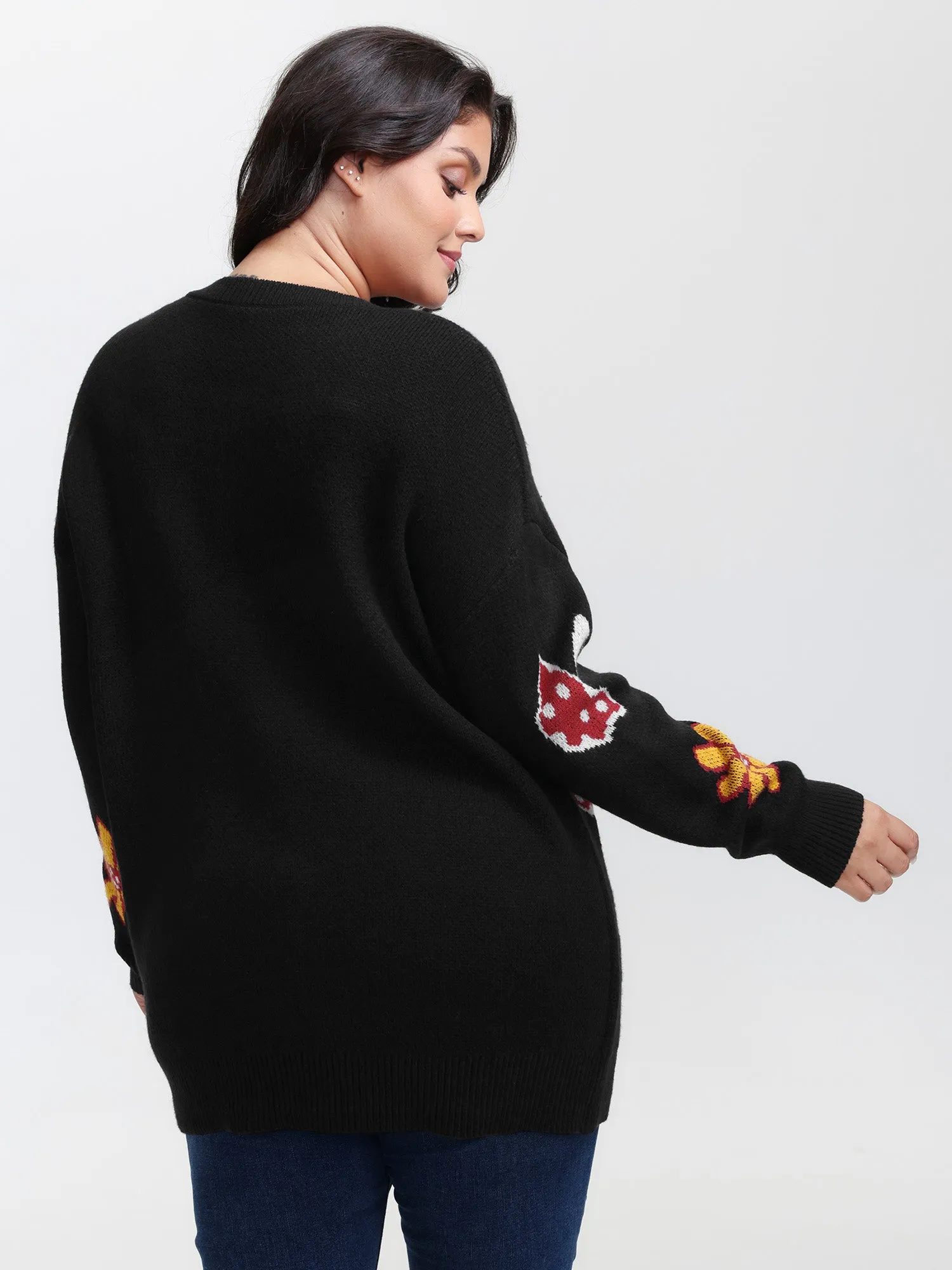 Floral Mushroom Print Jacquard Pullover sold by Bloomchic product image thumbnail 4