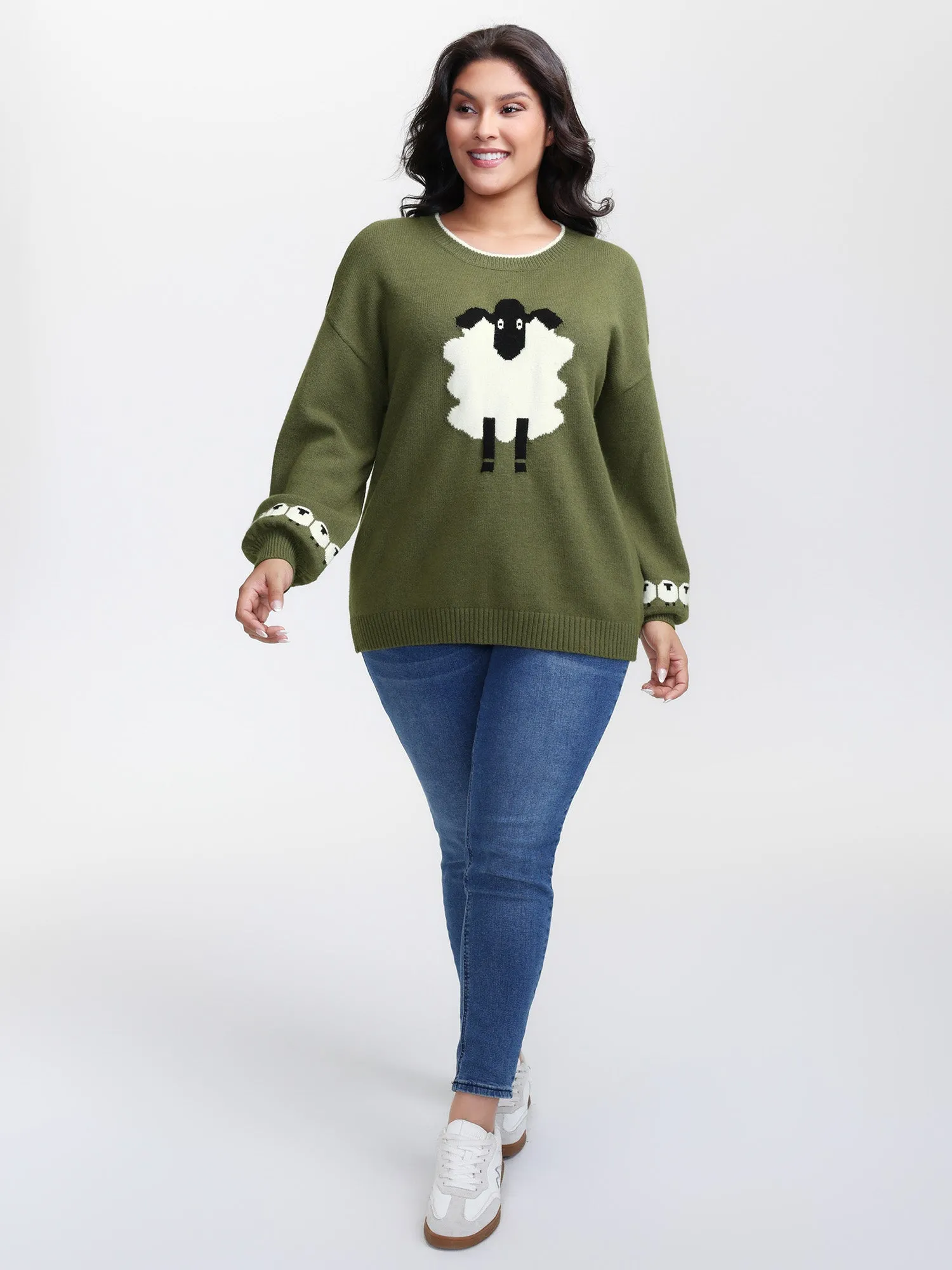 Sheep Pattern Balloon Sleeve Pullover sold by Bloomchic product image thumbnail 3