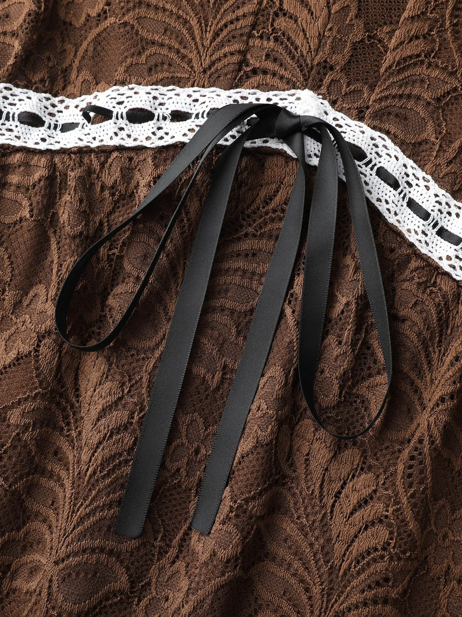 Lace Ruffled Sleeve Waist-Tie Knee-Length Dress sold by Bloomchic product image thumbnail 5