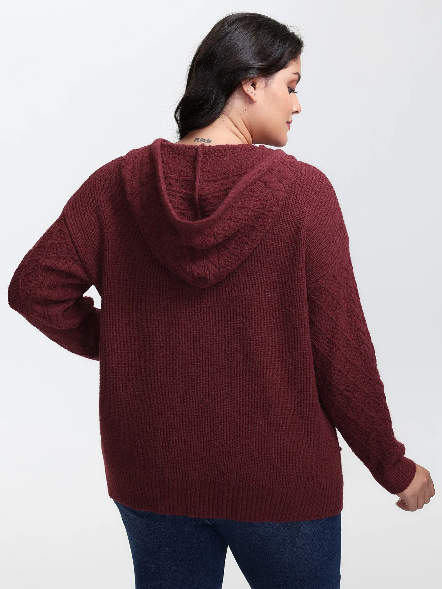 Solid Textured Hooded Pullover sold by Bloomchic product image thumbnail 4