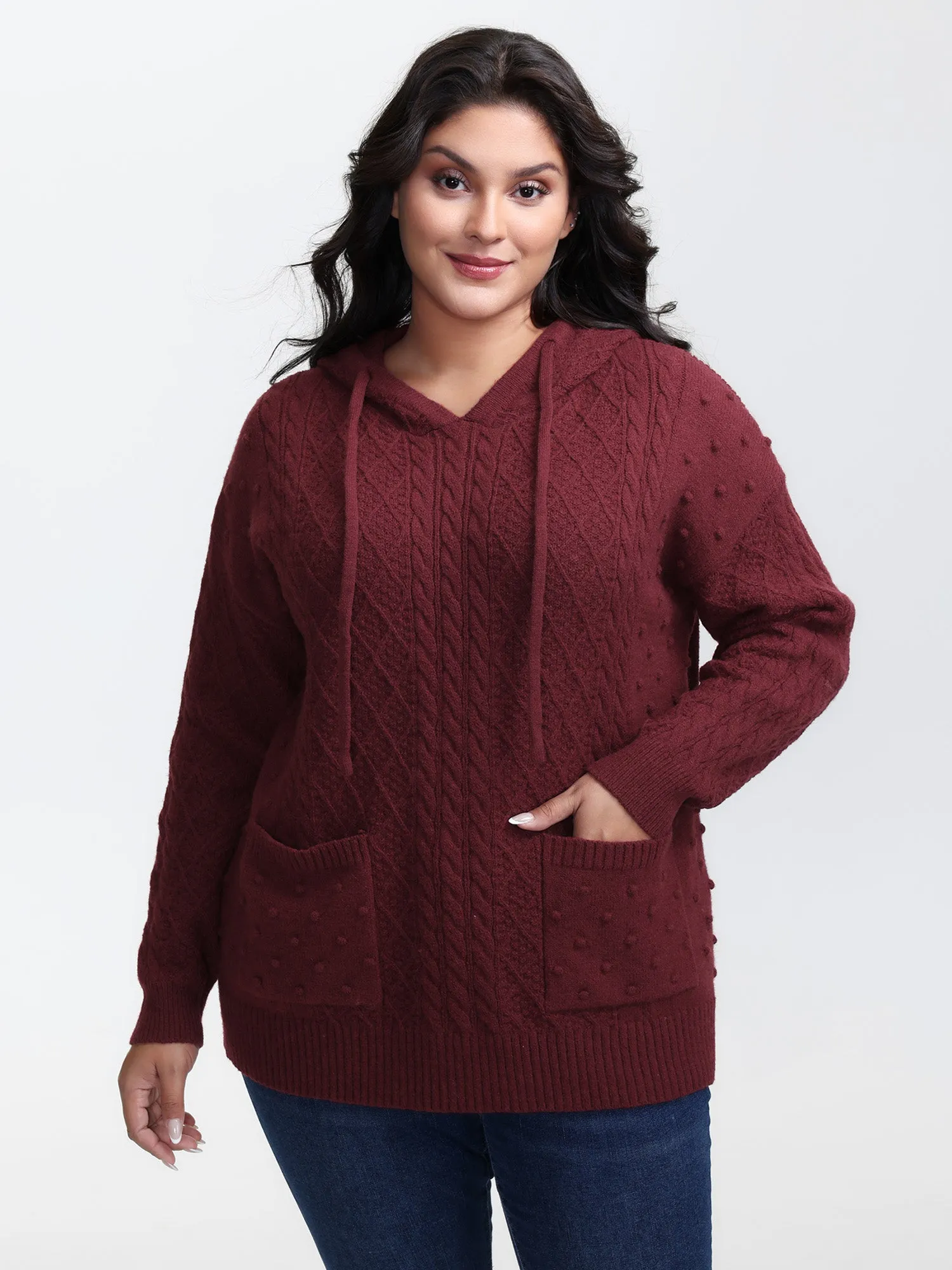 Solid Textured Hooded Pullover sold by Bloomchic product image thumbnail 2