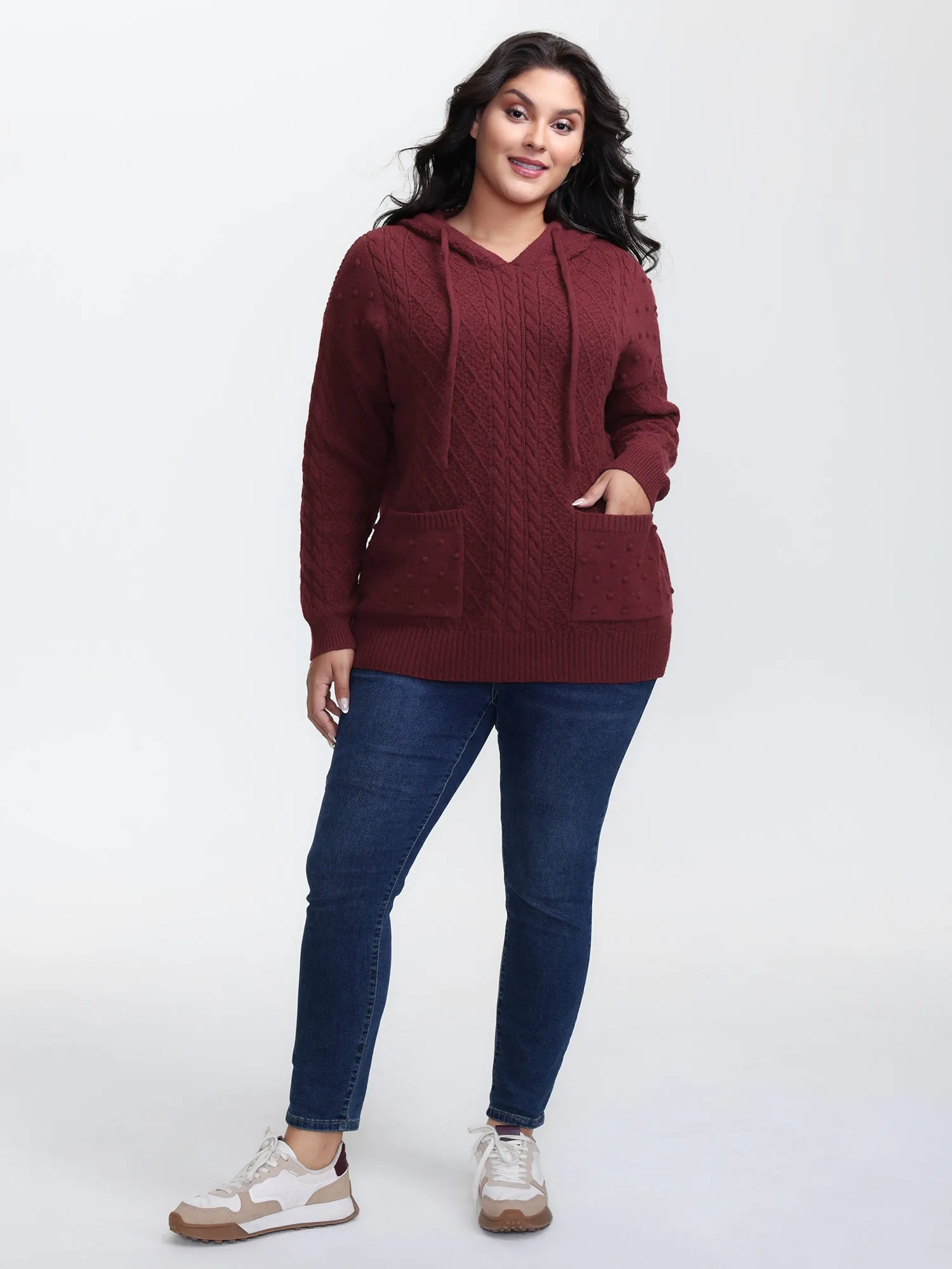 Solid Textured Hooded Pullover sold by Bloomchic product image thumbnail 3