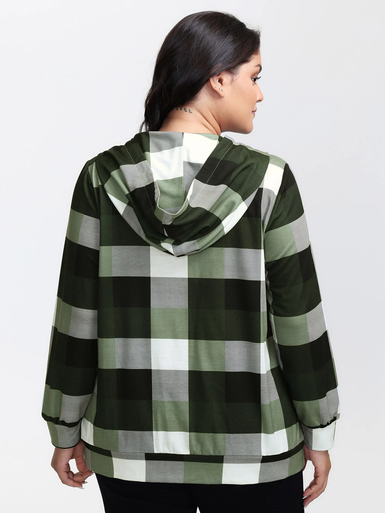 Checkered Print Button Hoodie sold by Bloomchic product image thumbnail 5