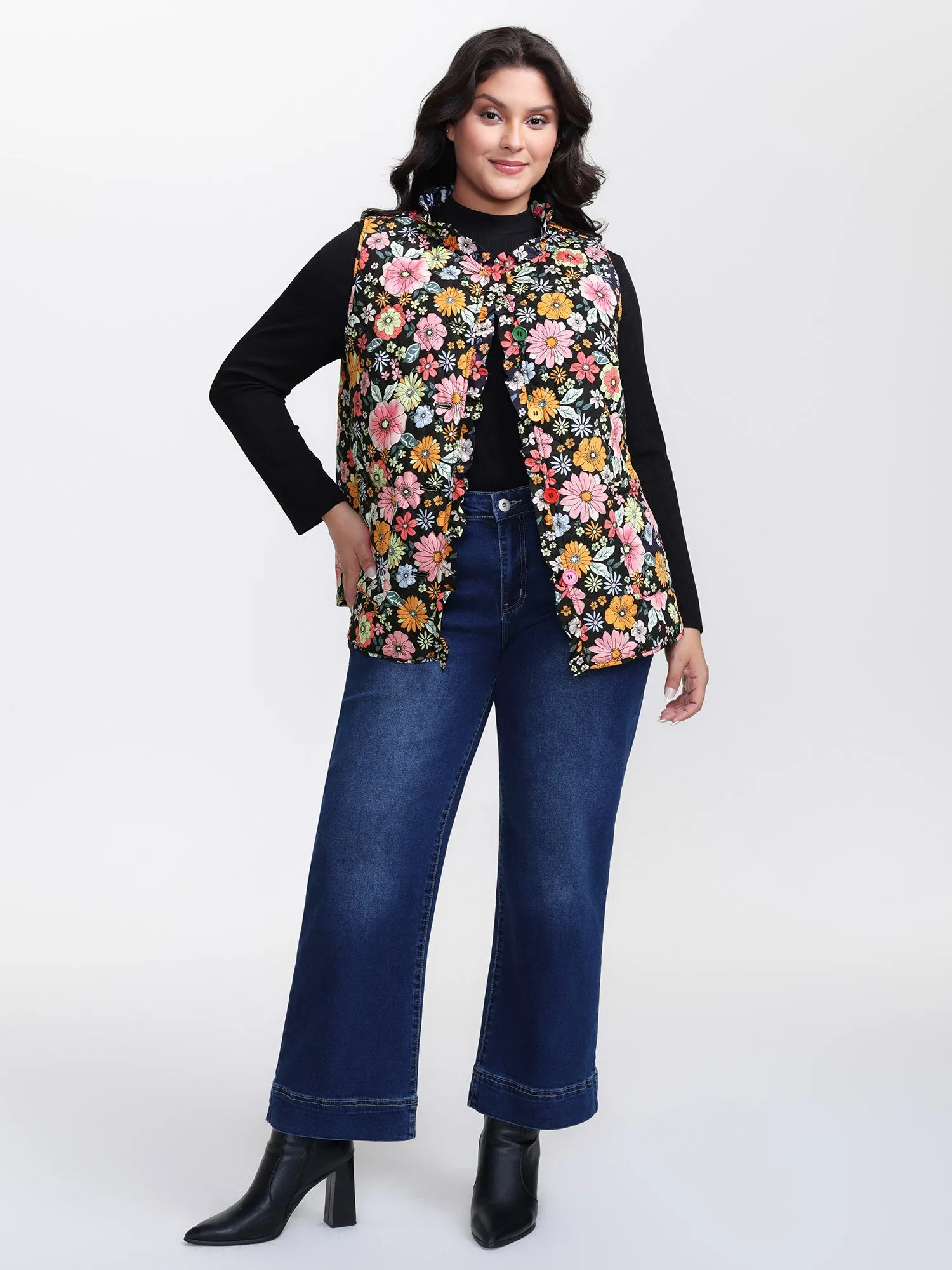 Floral Quilted Cotton Ruffled Neck Vest sold by Bloomchic product image thumbnail 3