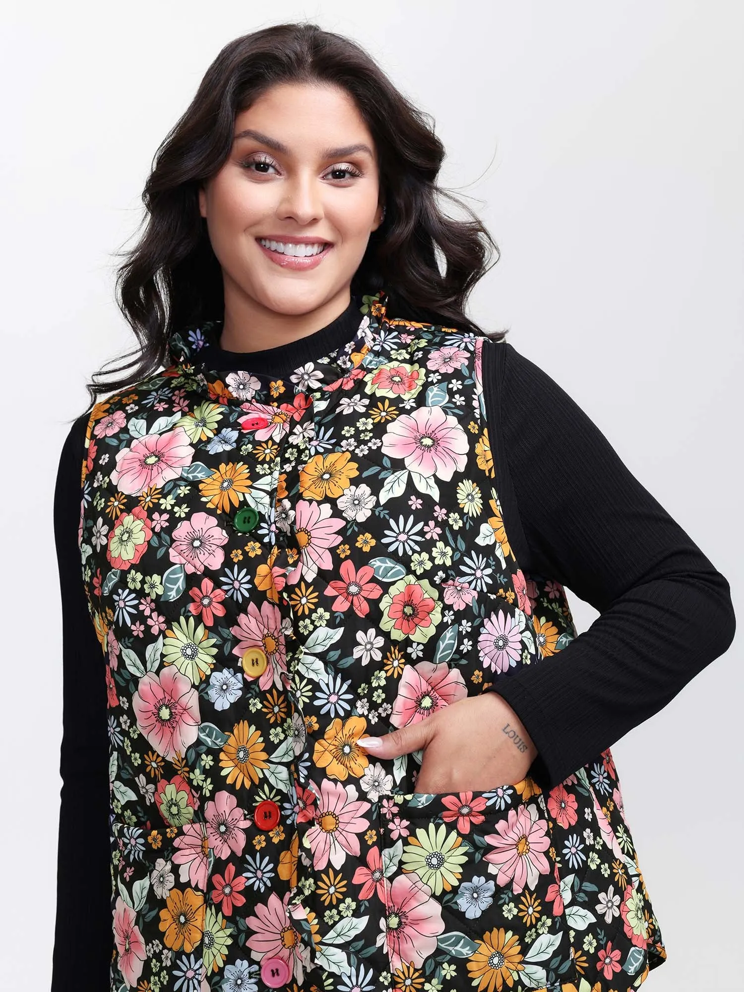 Floral Quilted Cotton Ruffled Neck Vest sold by Bloomchic product image thumbnail 2