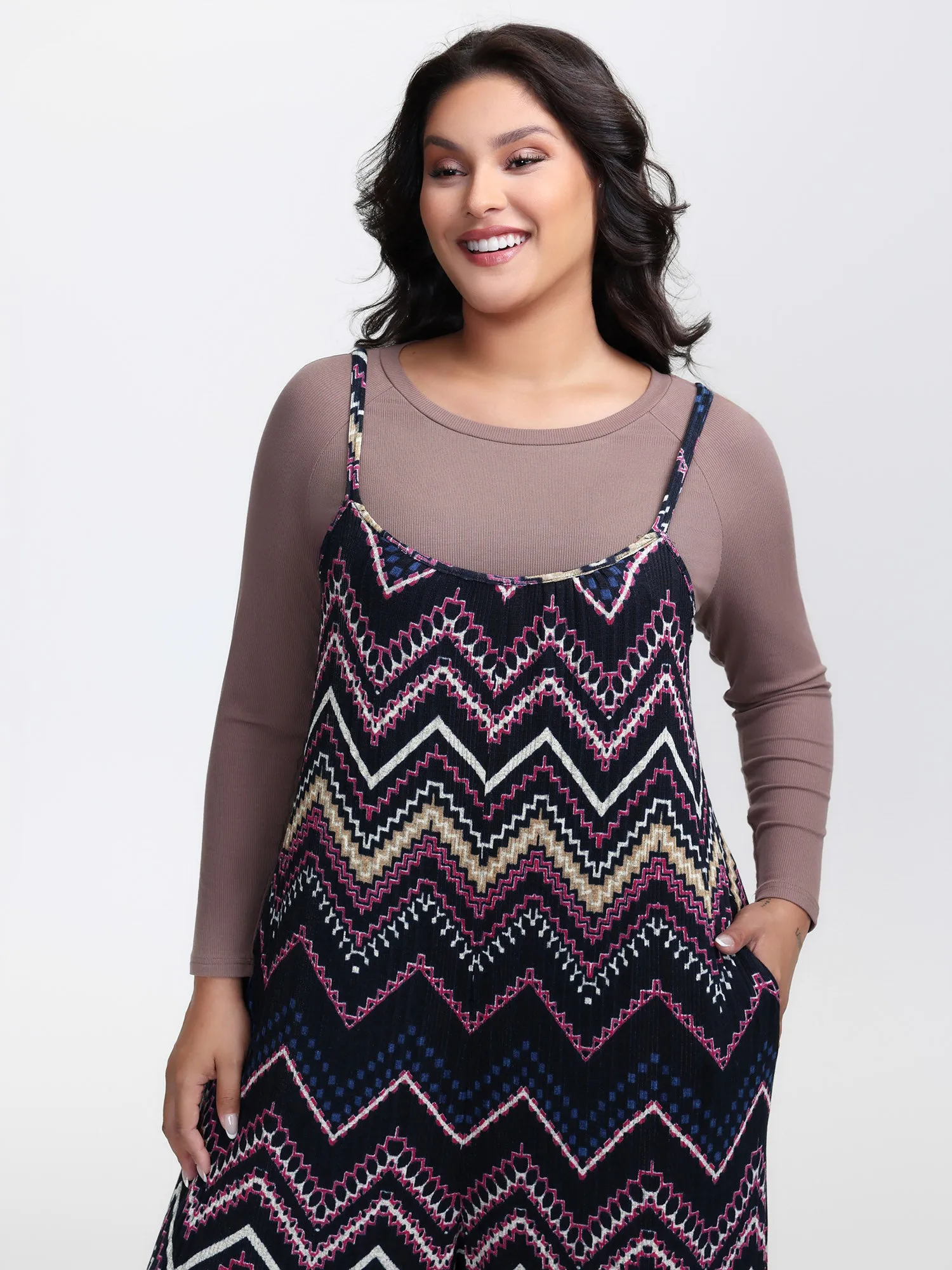 Ribbed Wavy Print Stretchy Sleep Jumpsuit sold by Bloomchic product image thumbnail 2