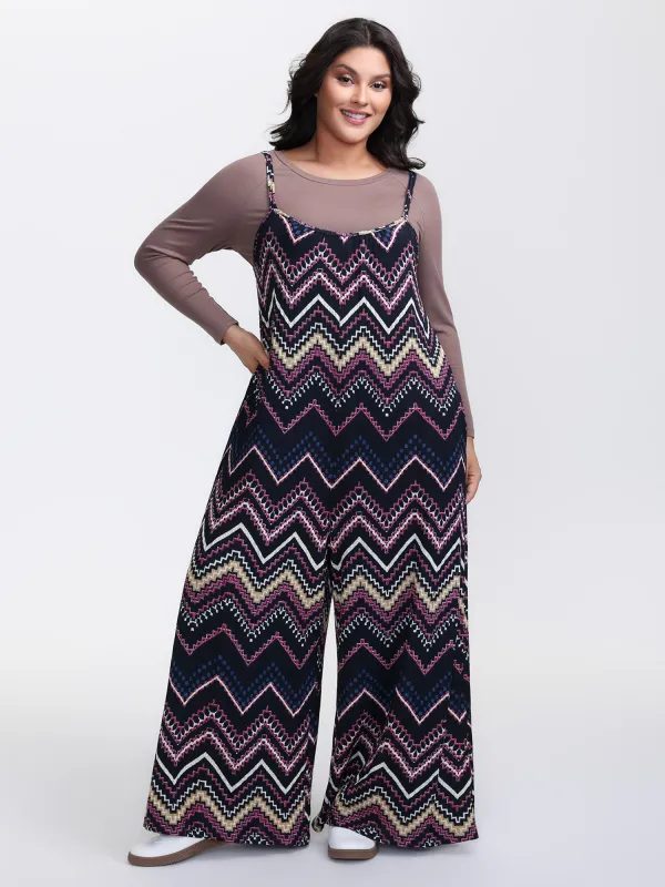 Ribbed Wavy Print Stretchy Sleep Jumpsuit sold by Bloomchic