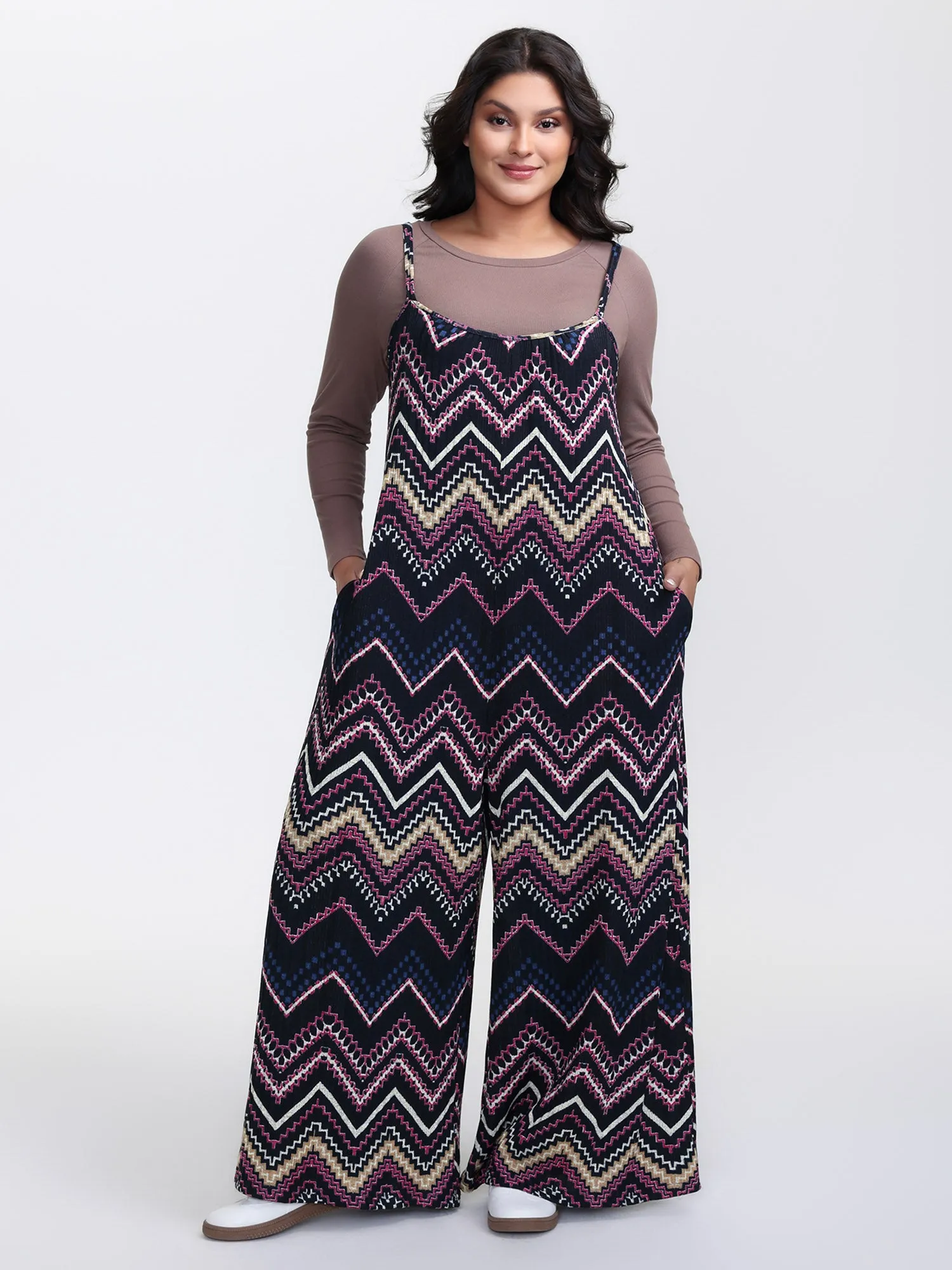Ribbed Wavy Print Stretchy Sleep Jumpsuit sold by Bloomchic product image thumbnail 3