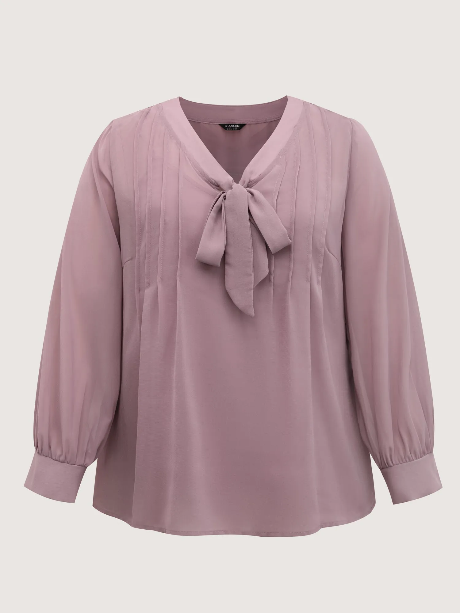 Toothpick Pleats Neck-Tie Sheer Blouse sold by Bloomchic product image thumbnail 5