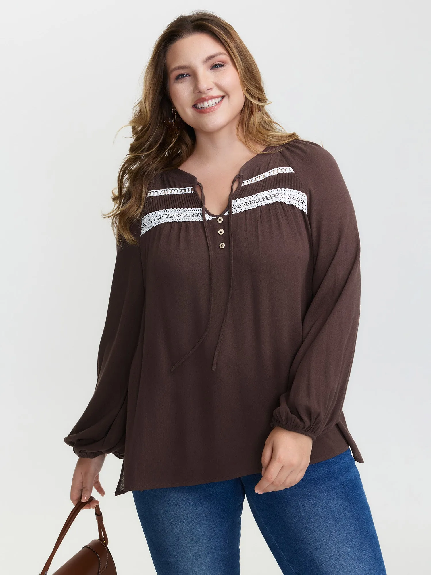 Pure Cotton Lace Trim Blouse sold by Bloomchic